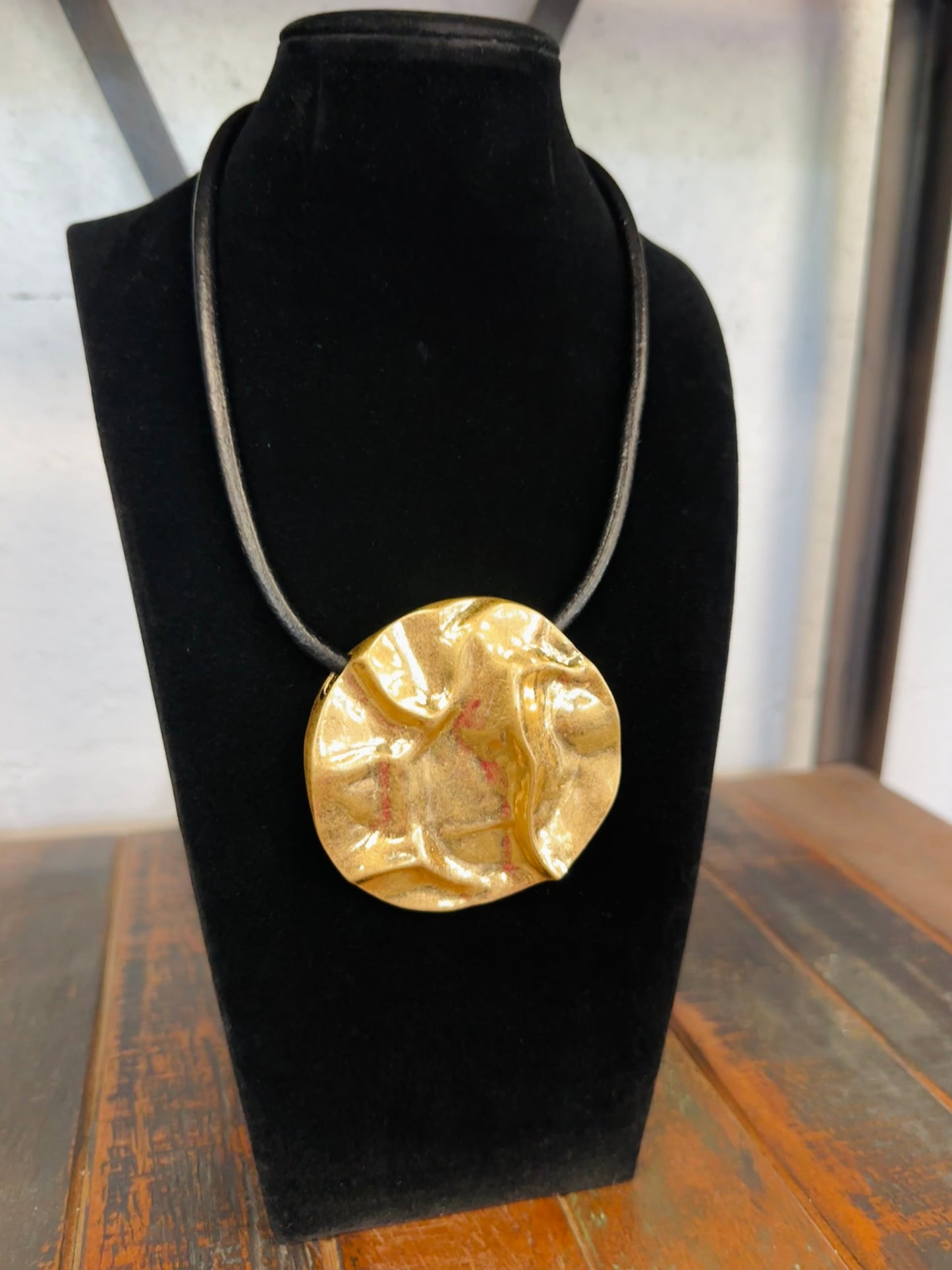 Gold Chic Pendant + Black Cord Necklace