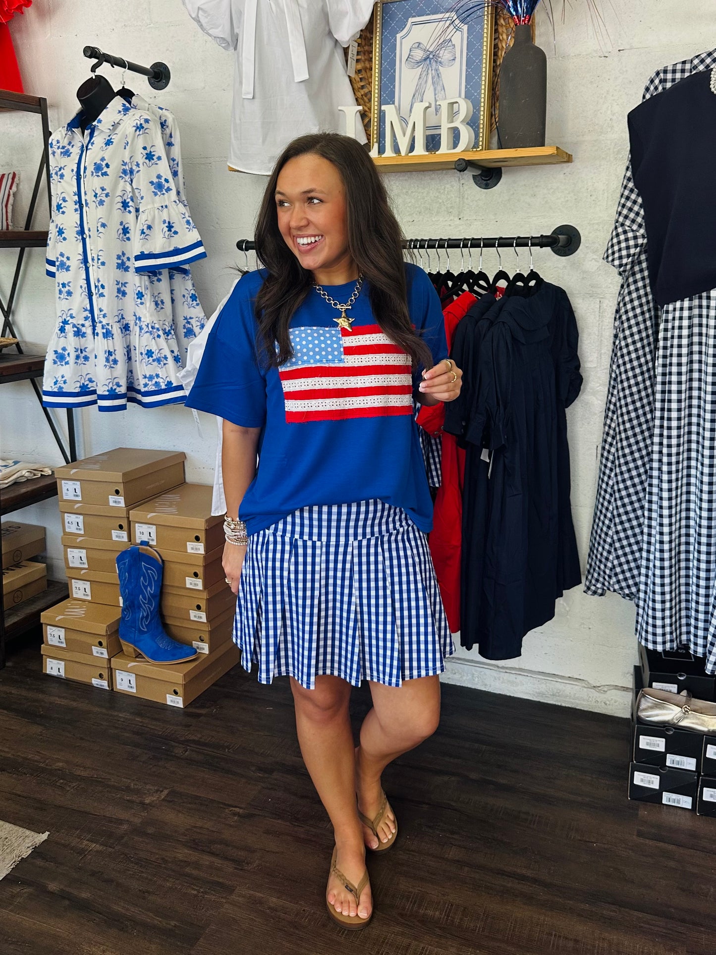 The Sweet Land of Liberty American Flag Applique Tee
