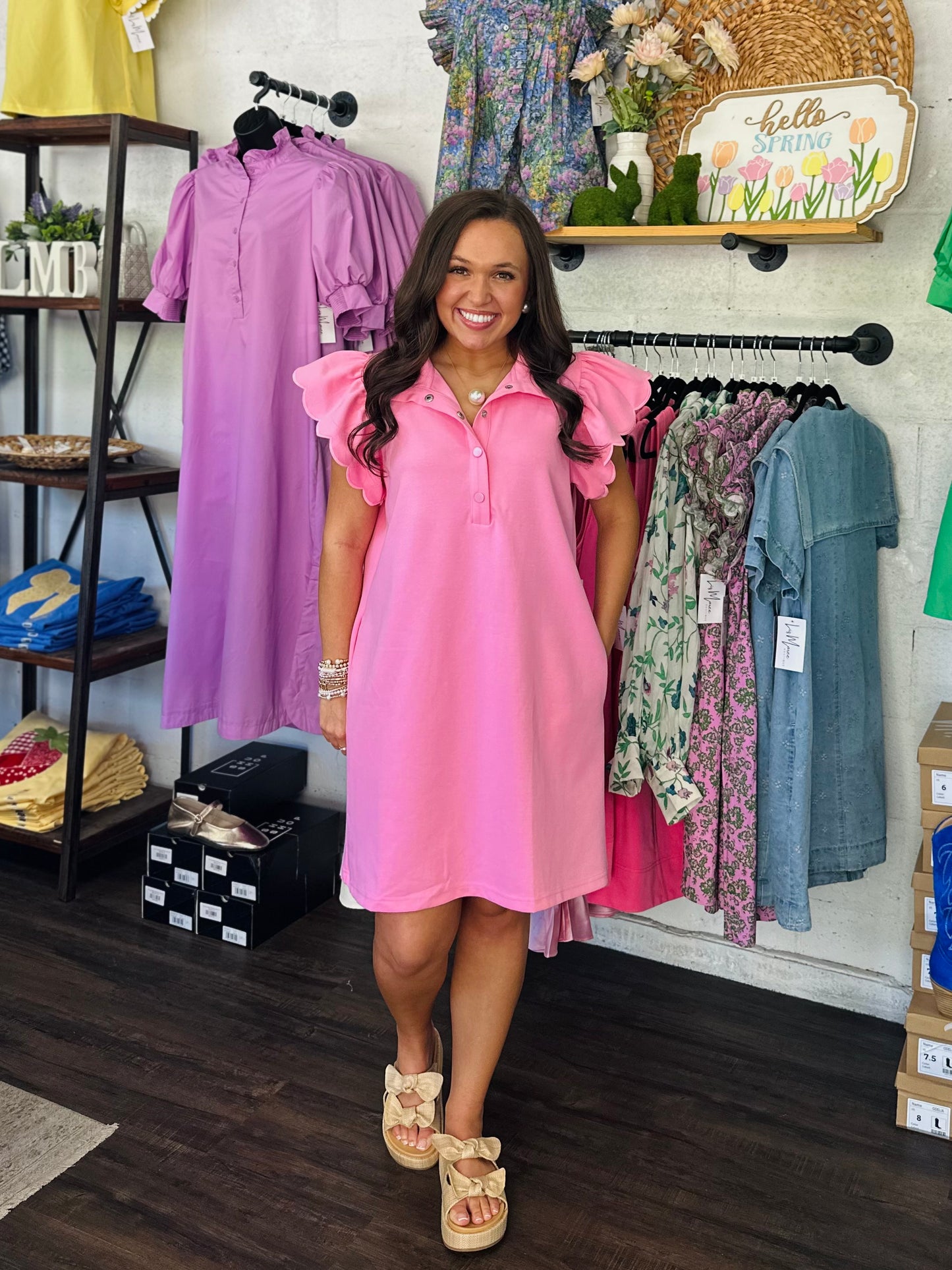 The Gia Pink Scallop Dress