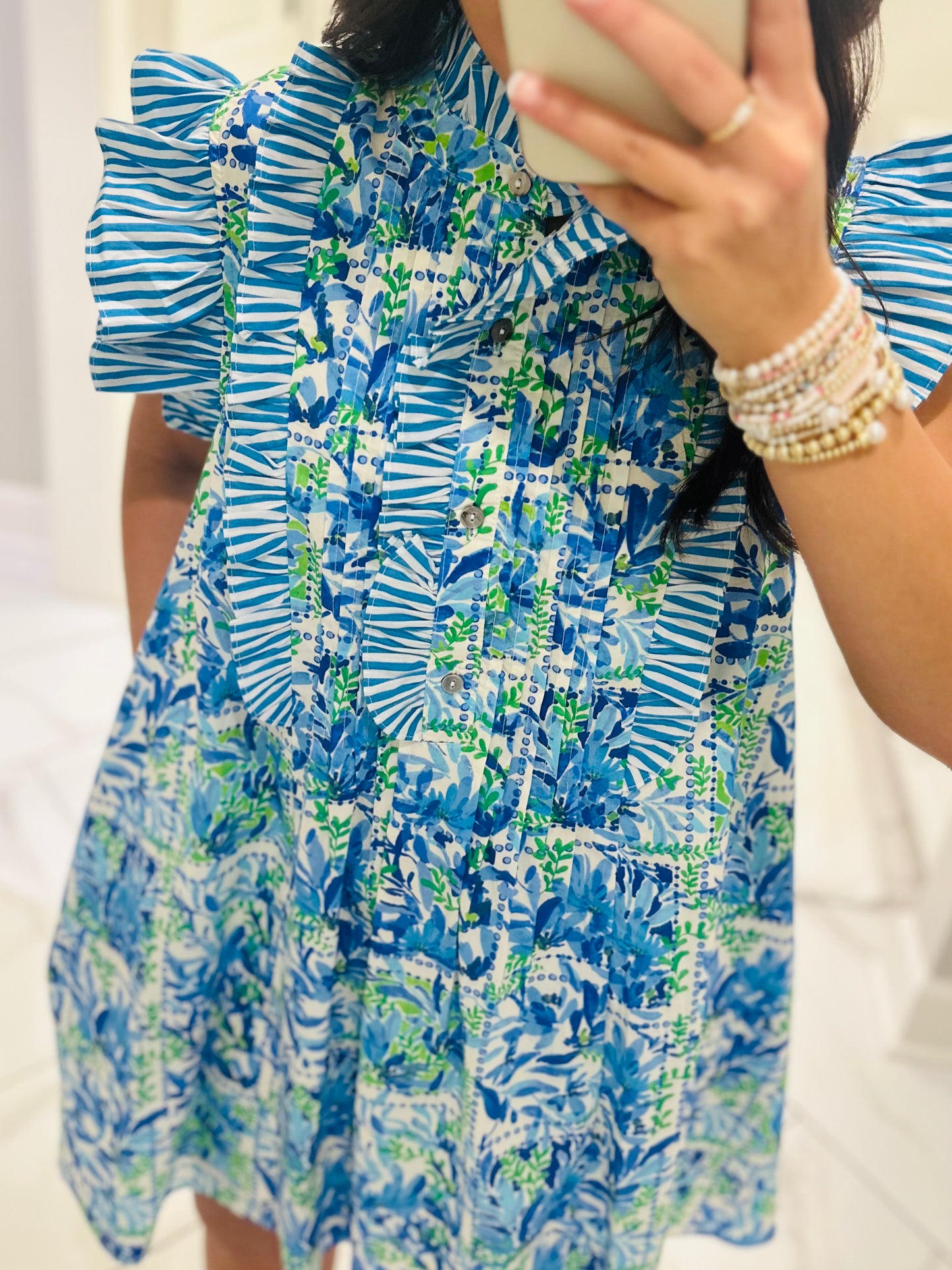 The Cali Blue Botanical Dress