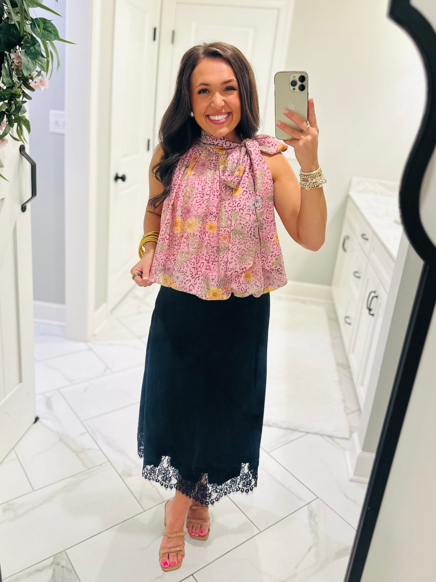The Fable Pink Leopard Floral Top