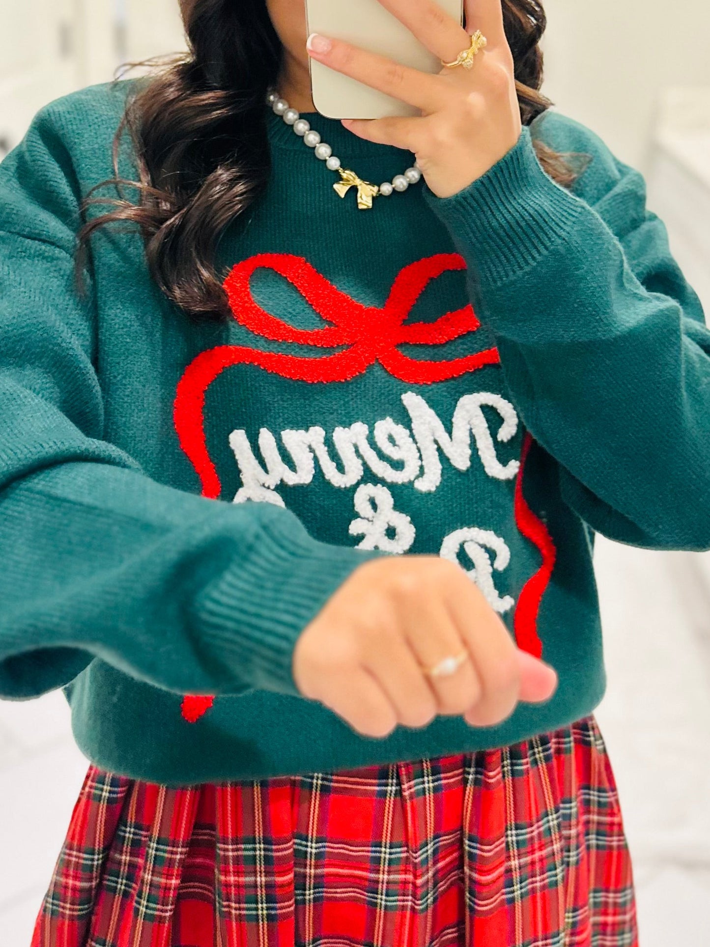 The Hunter Green Merry & Bright Embroidered Sweater