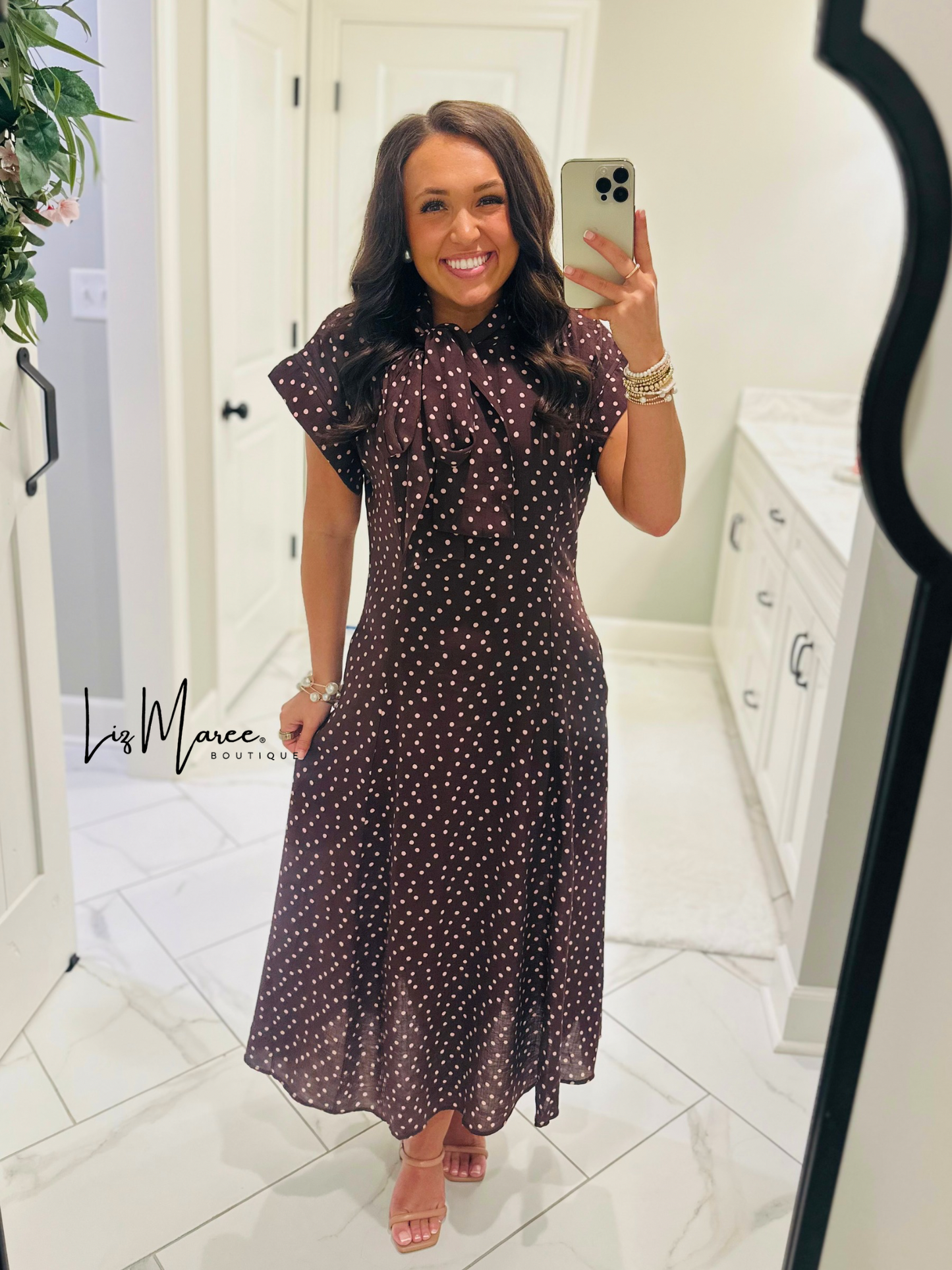 The Margo Burgundy Polka Dot Midi Dress