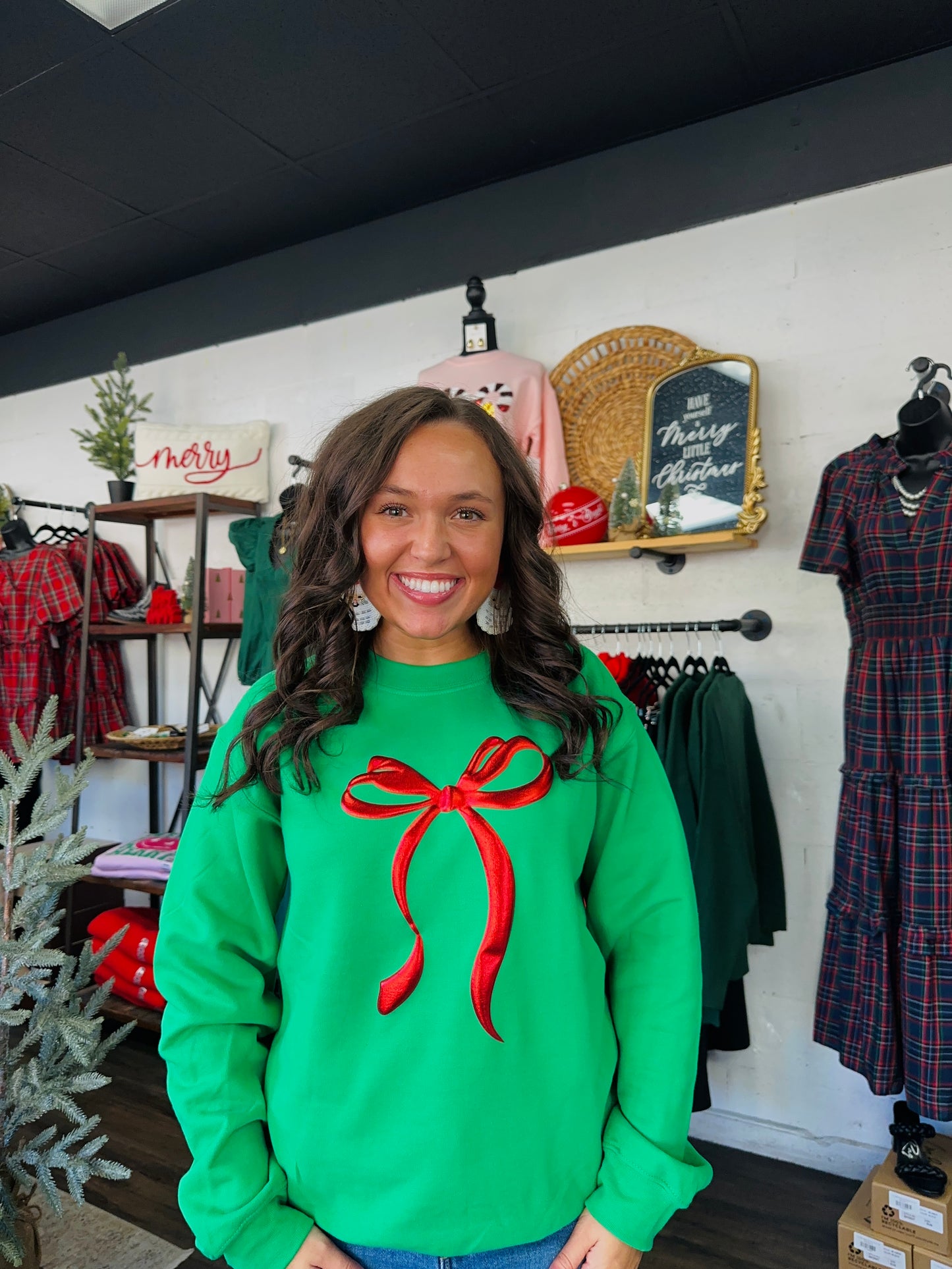 Feeling Festive Bow Sweatshirt