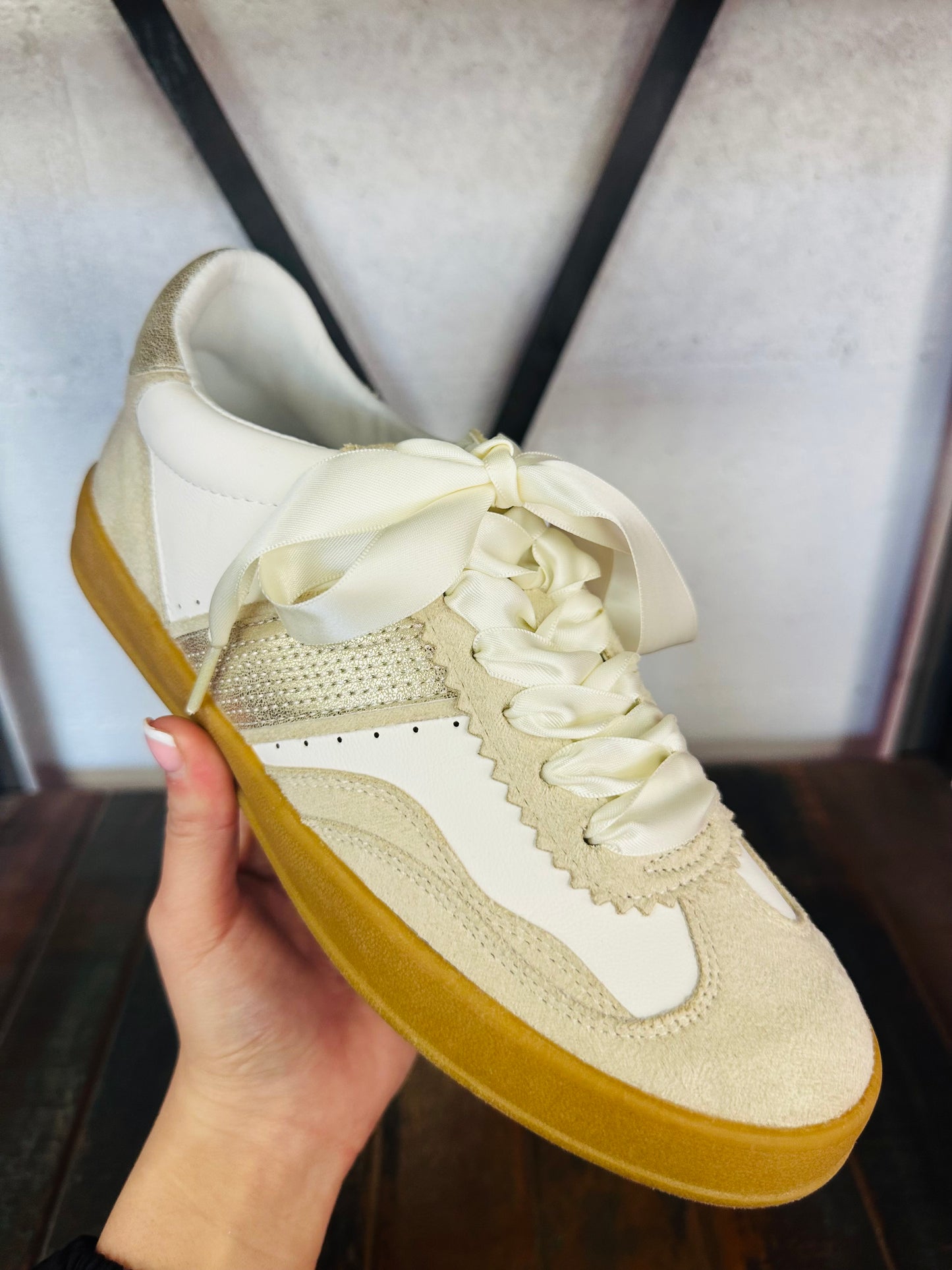 The Dixie Beige Gold Sneaker