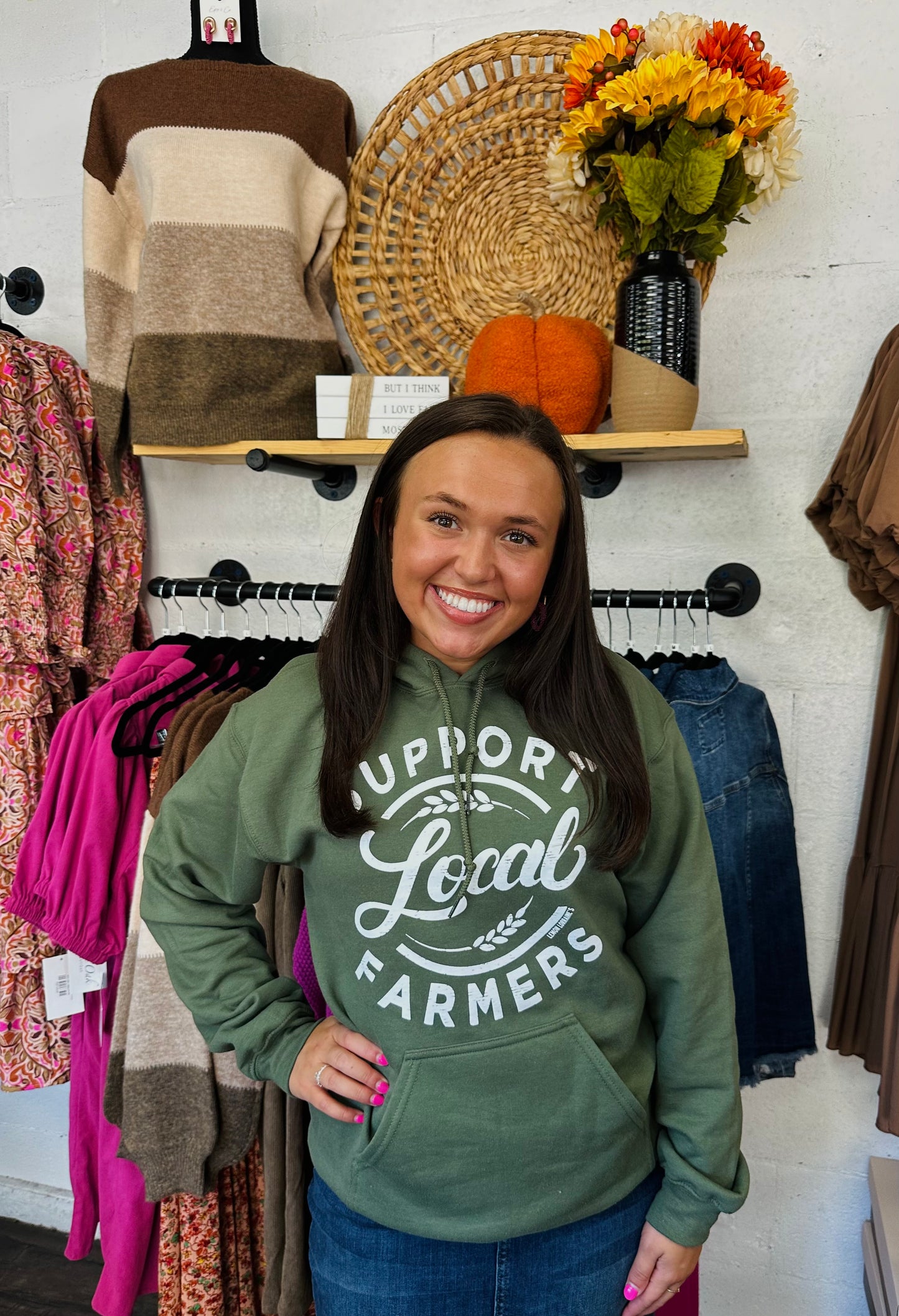 Support Local Farmers Military Green Hoodie