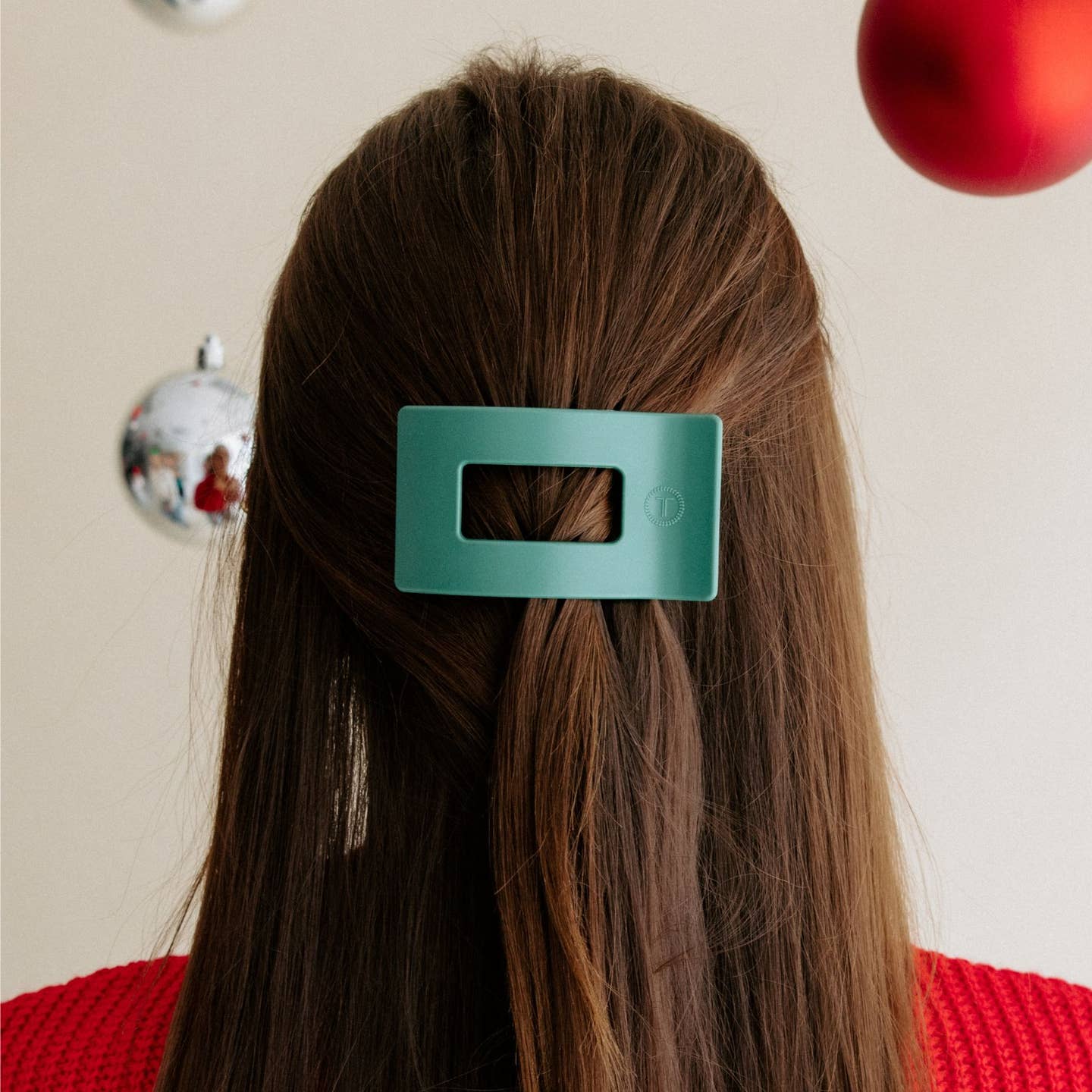 Matte Green Fir Real Rectangle Flat Hair Clip