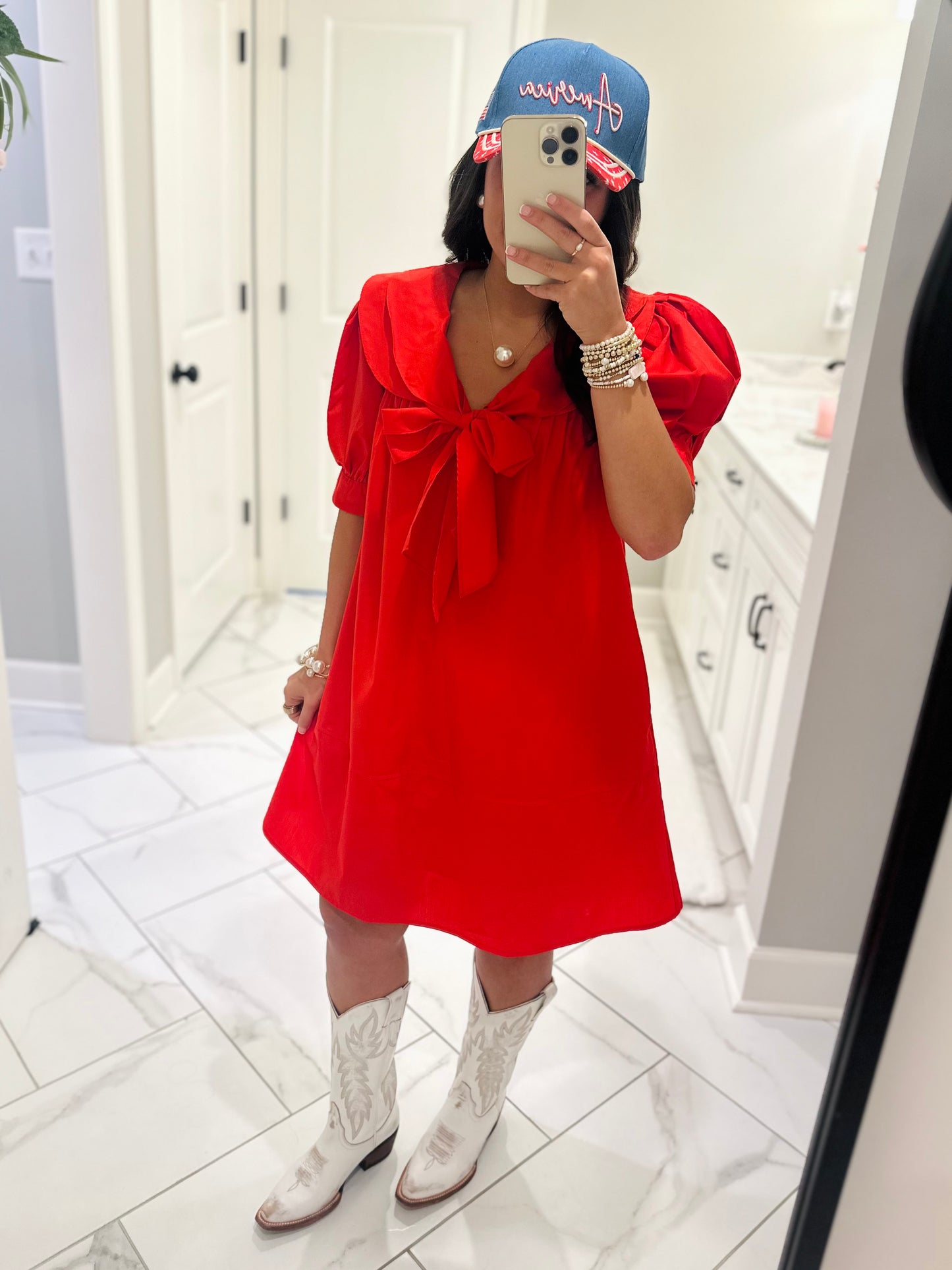 The Emmy Red Bow Dress