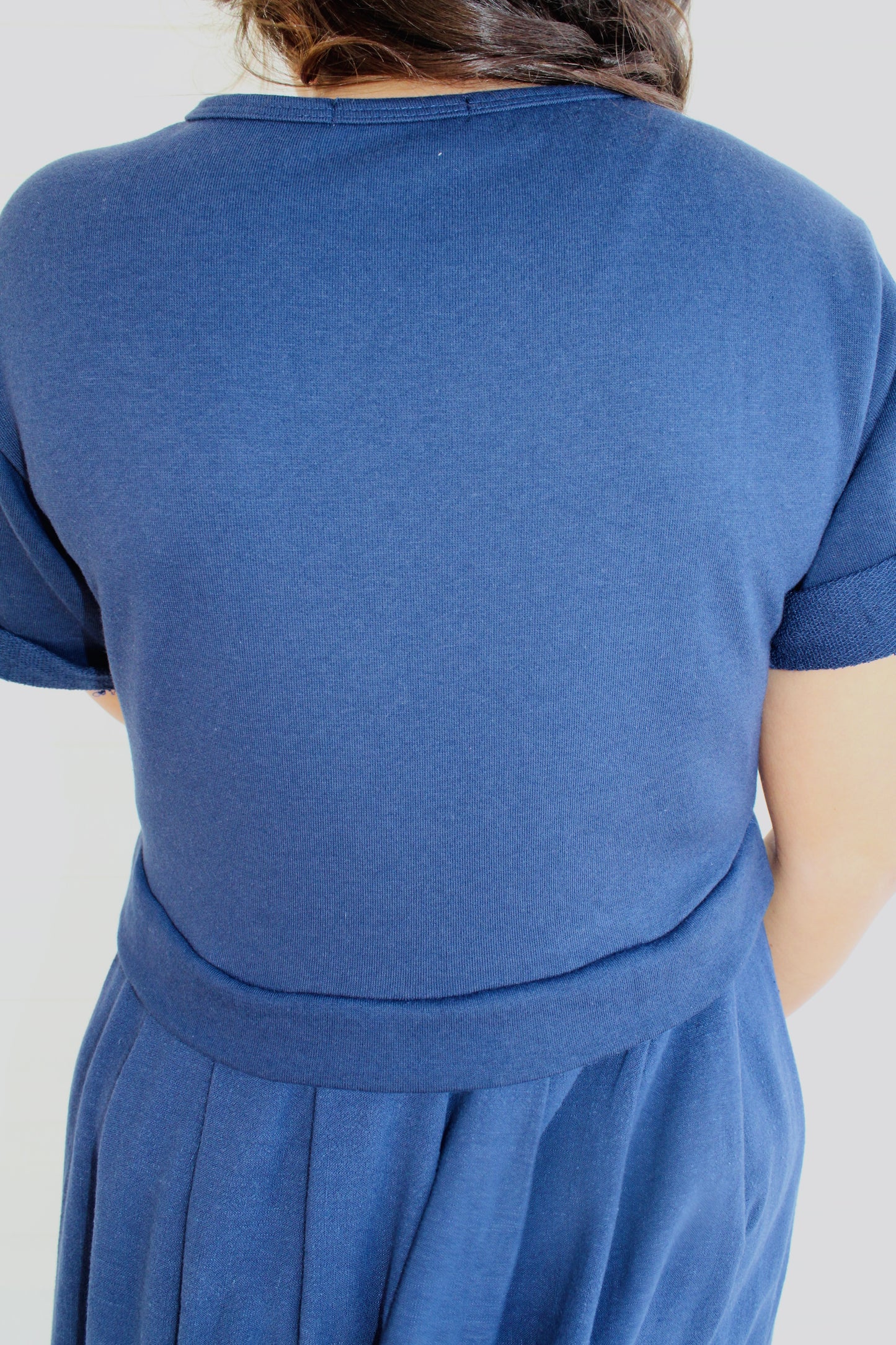 The Maree Navy Pleated Dress