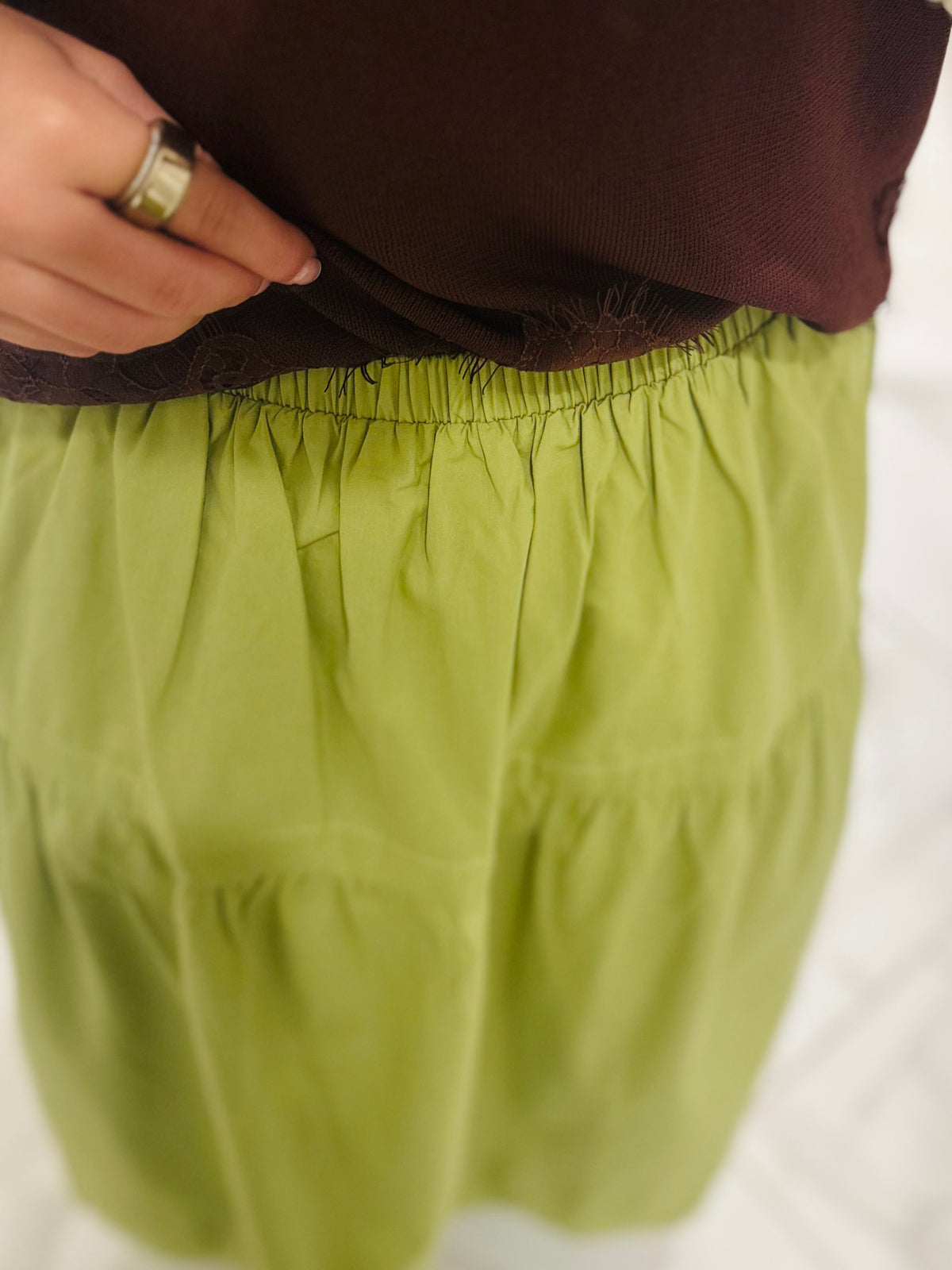 The Emma Avocado Green Midi Skirt