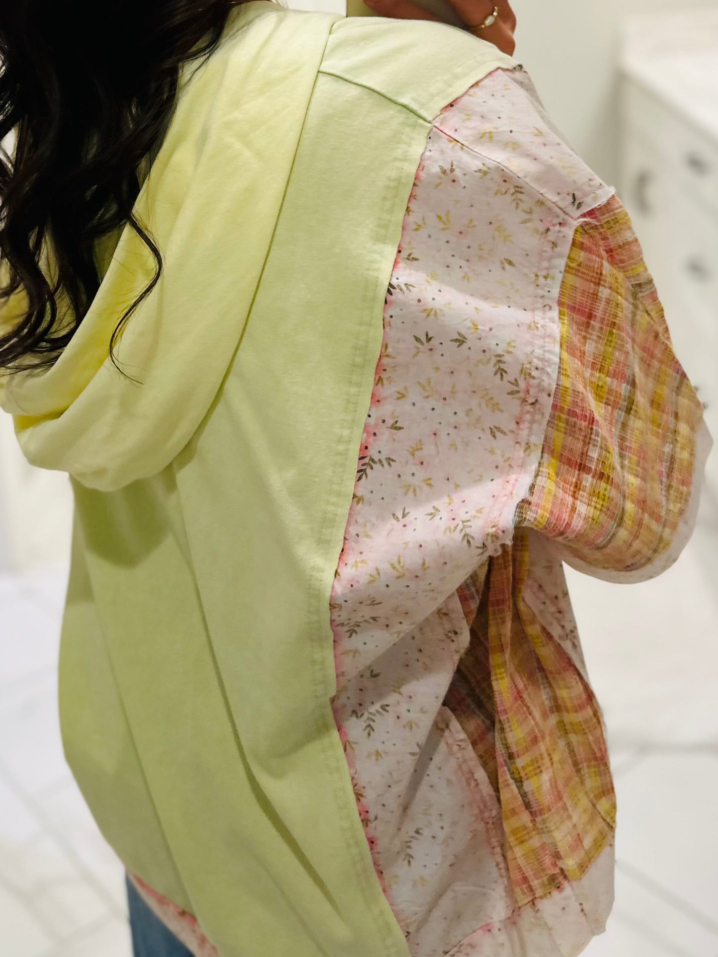 The Scarlett Lime Green Flower Patchwork Top