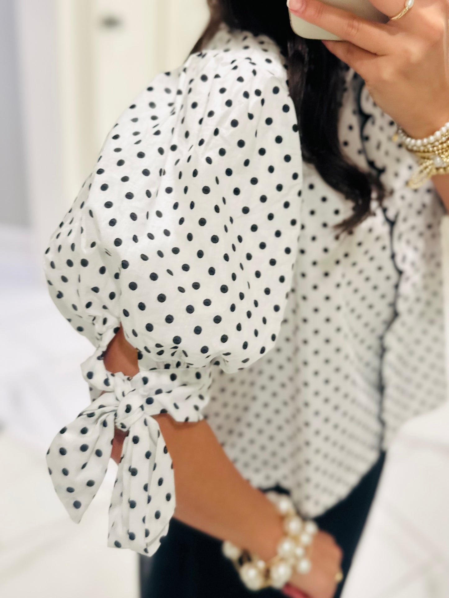 The Tess Black + White Polka Dot Top