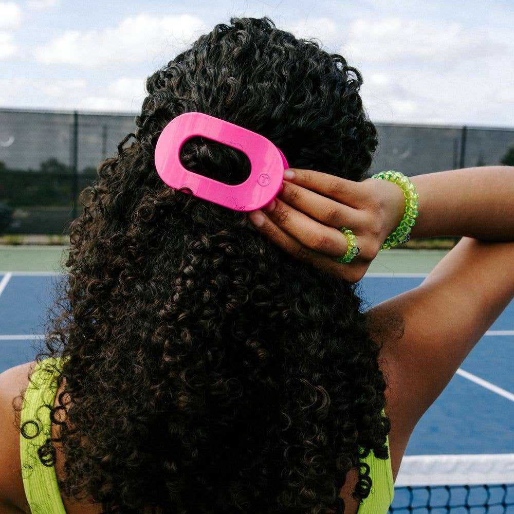 Tropical Punch Hot Pink Round Flat Hair Clip