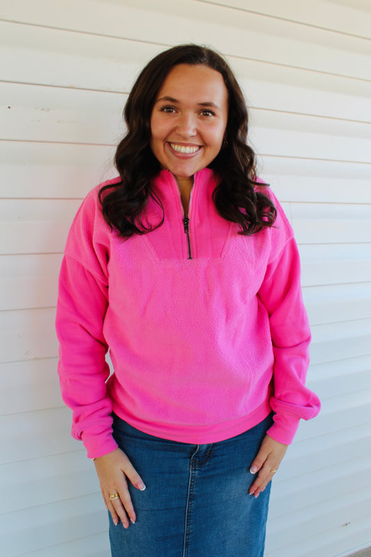 Solid Pink Fleece Pullover