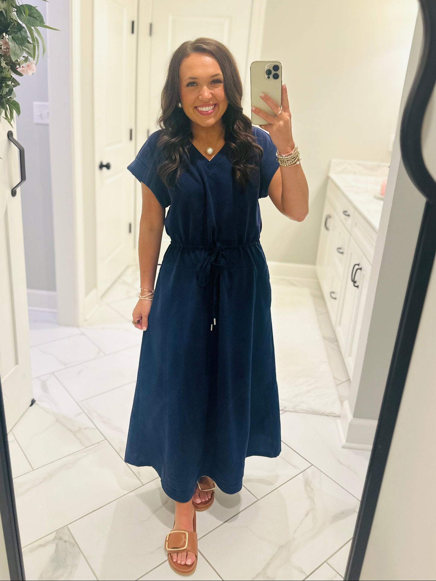 The Norah Navy Midi Dress