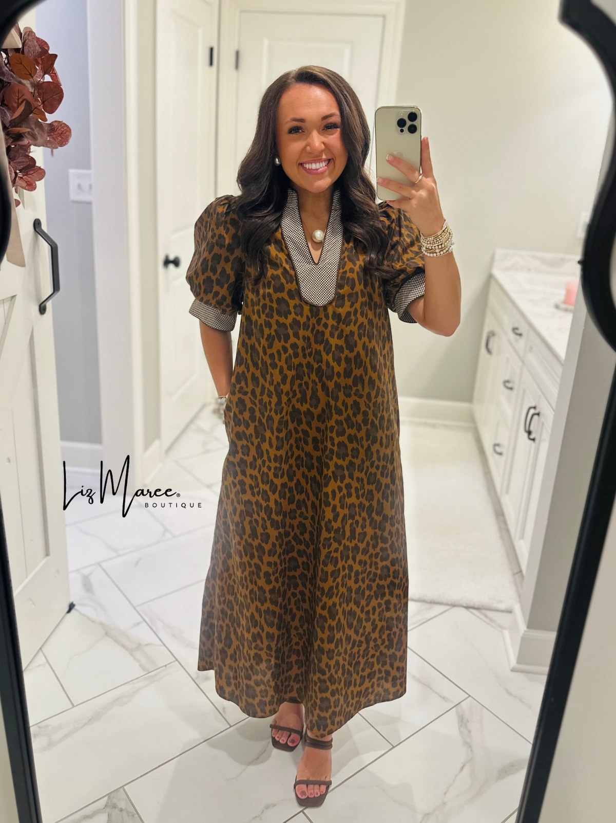 The Elle Brown Leopard Midi Dress