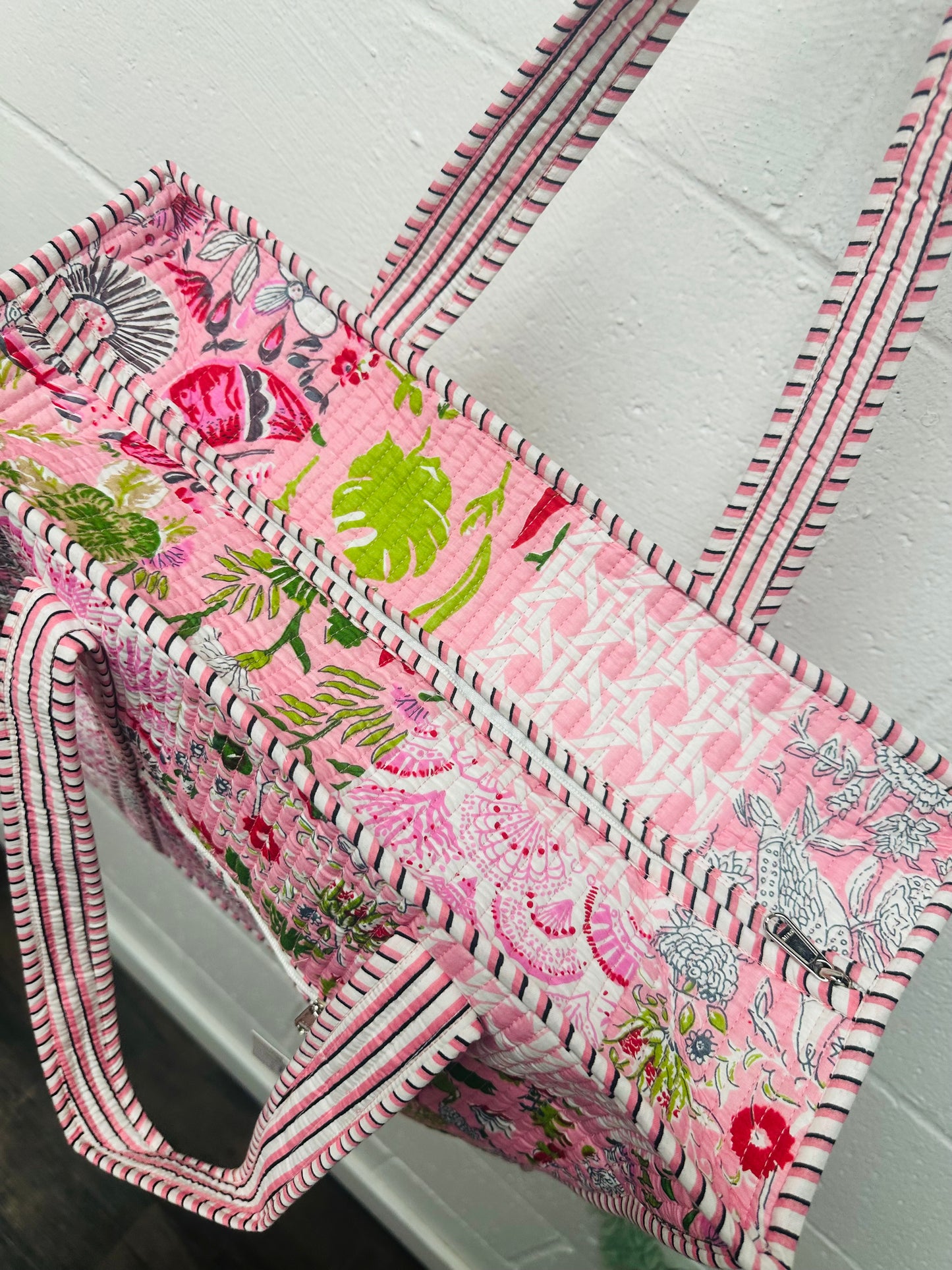 The Baby Pink Patchwork Quilted Tote Bag