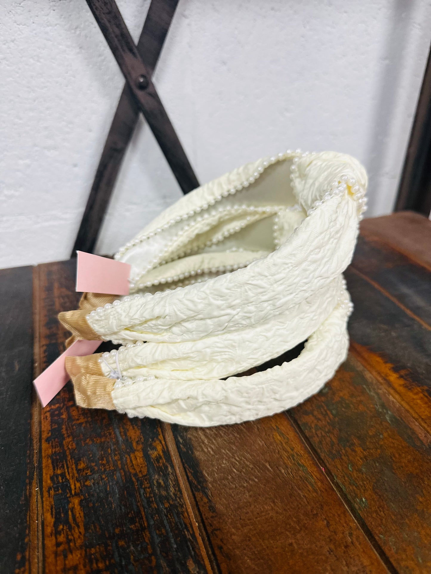 The Elegant Cream Knot Pearl Embellished Headband