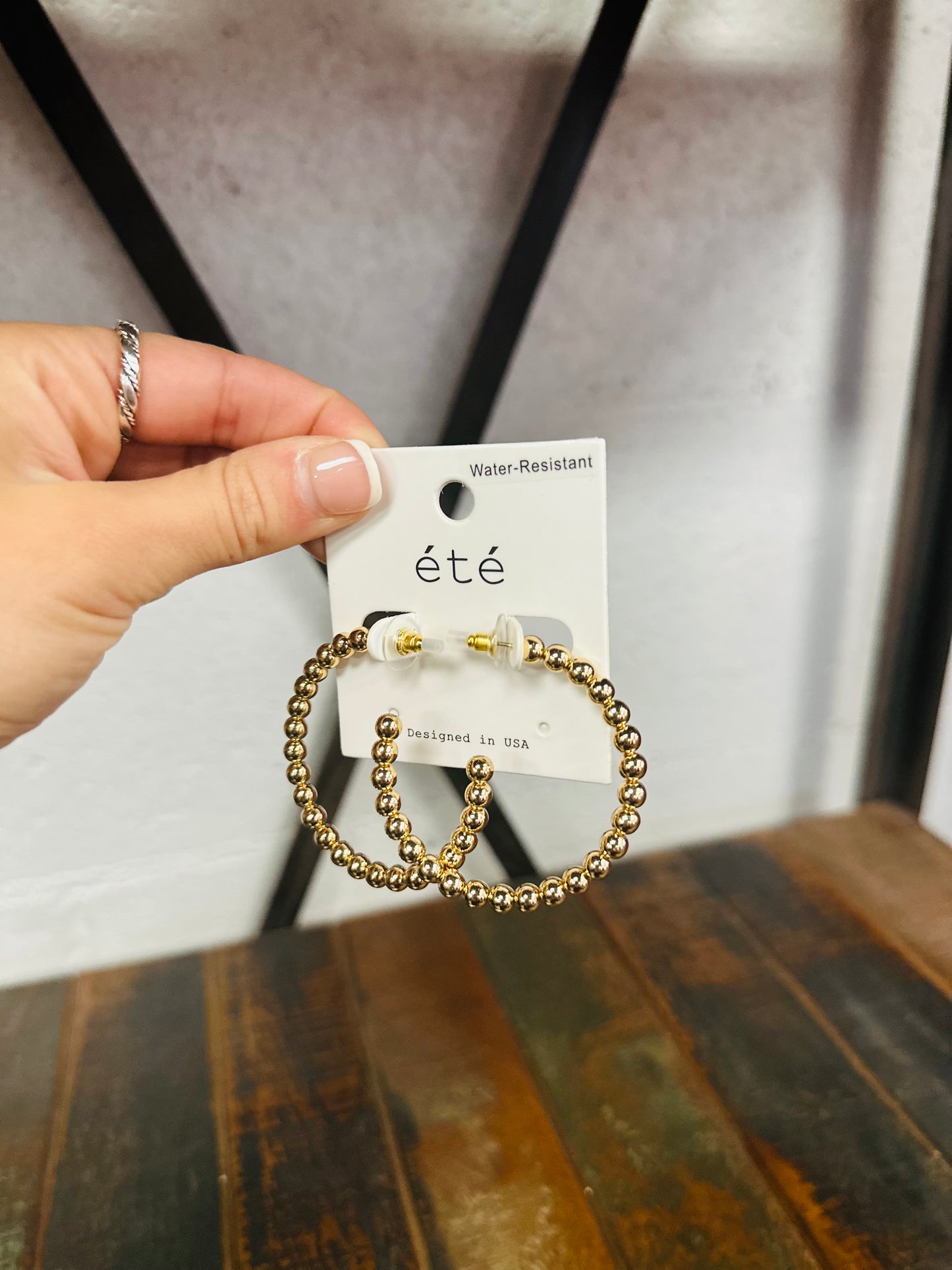 Gold Ball Hoop Earring