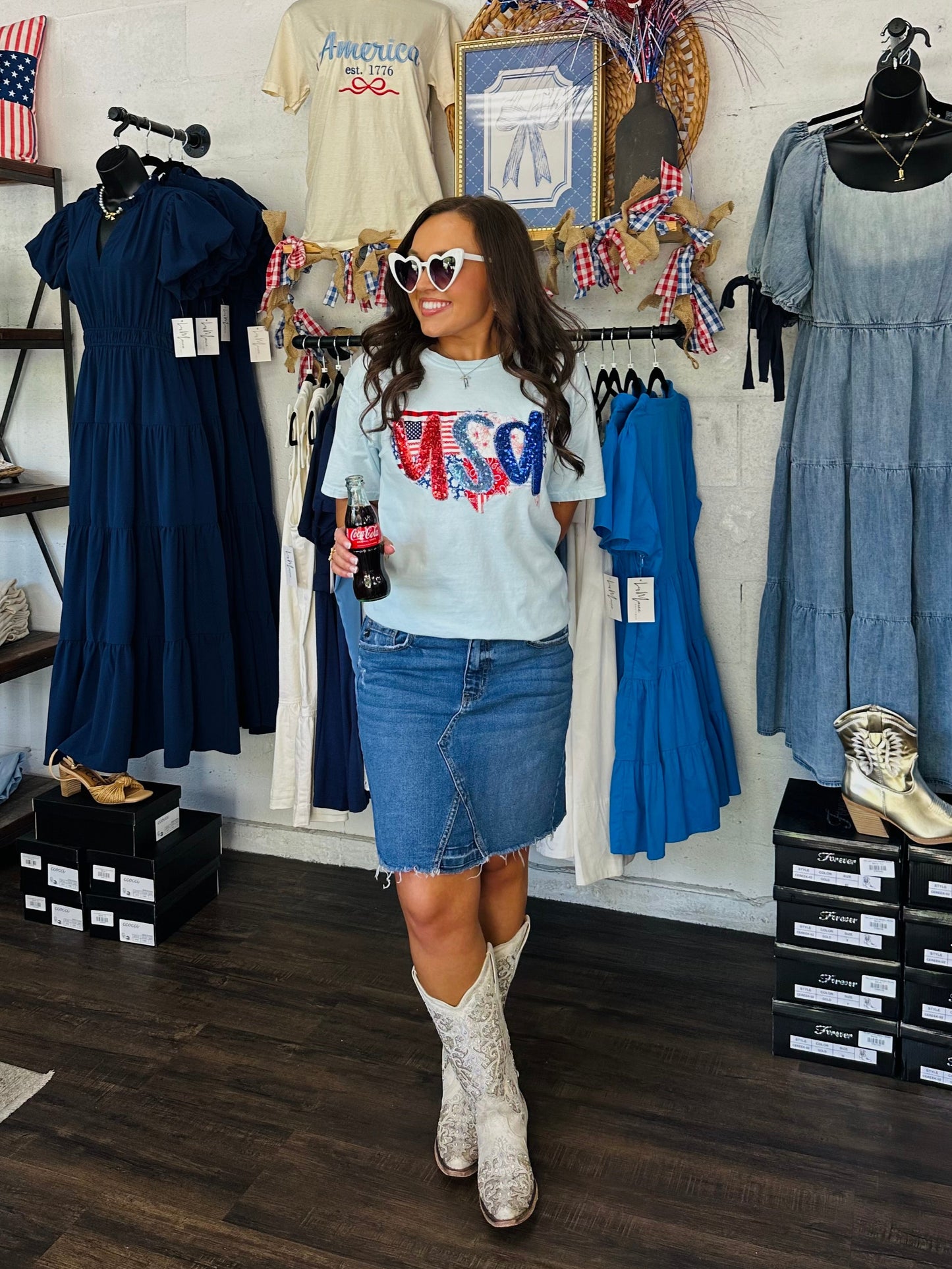 The Patchwork USA Sequin Embroidered Tee