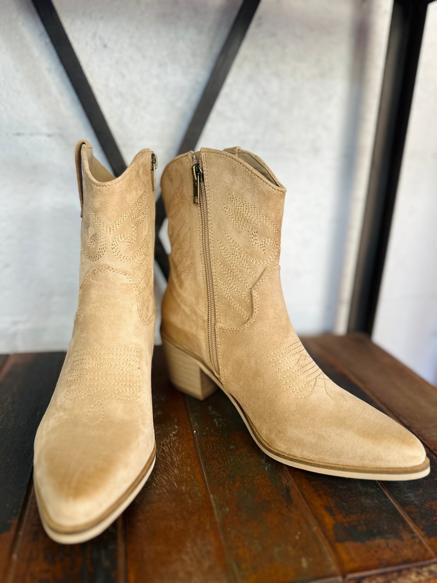 The Casey Apricot Western Bootie