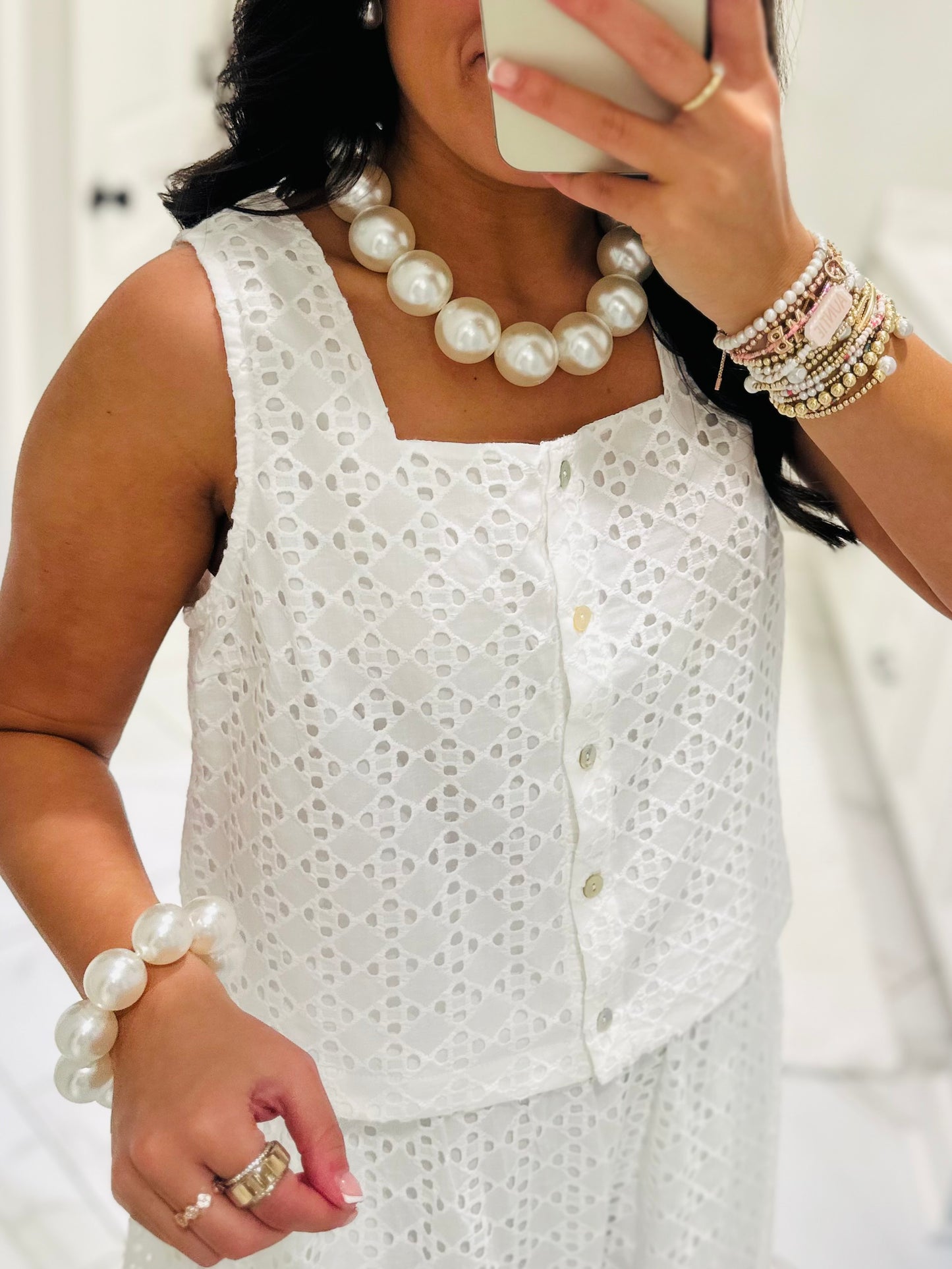 The Livi White Eyelet Top + Skirt Set