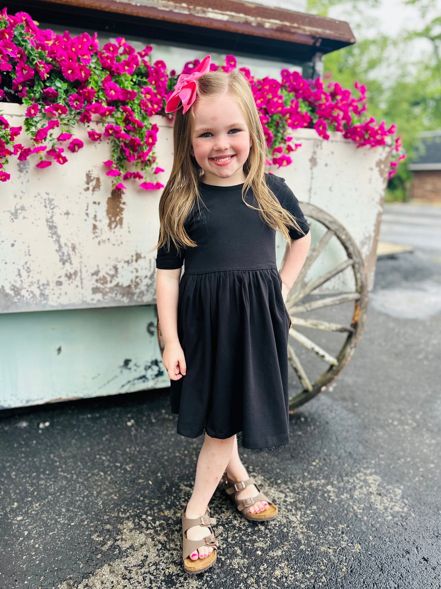 The Girls Black Bow Dress