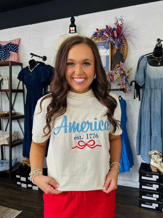 The 1776 America USA Embroidered Tee