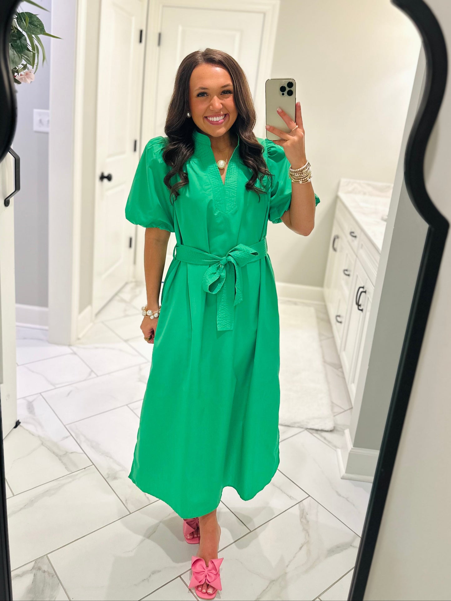 The Kaia Kelly Green Midi Dress