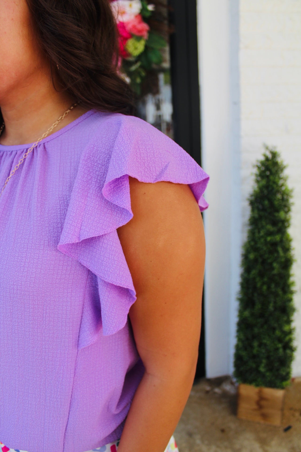 Lavender Flutter Sleeve Top