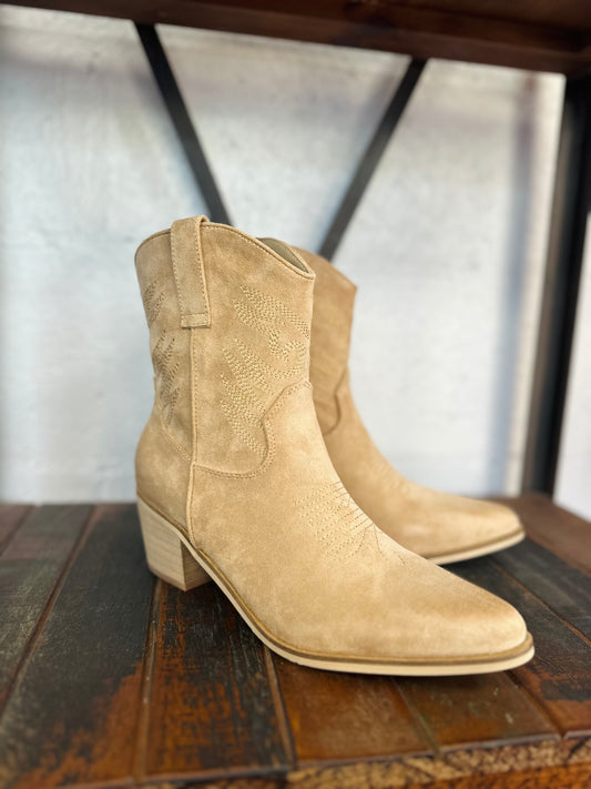 The Casey Apricot Western Bootie