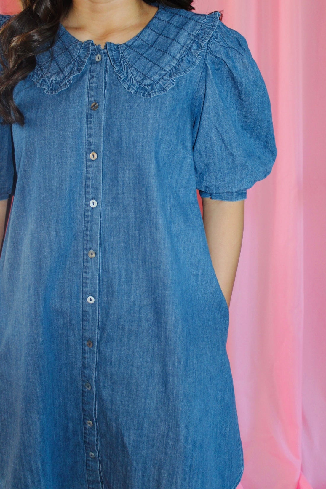 The Magnolia Mae Denim Collar Button Dress