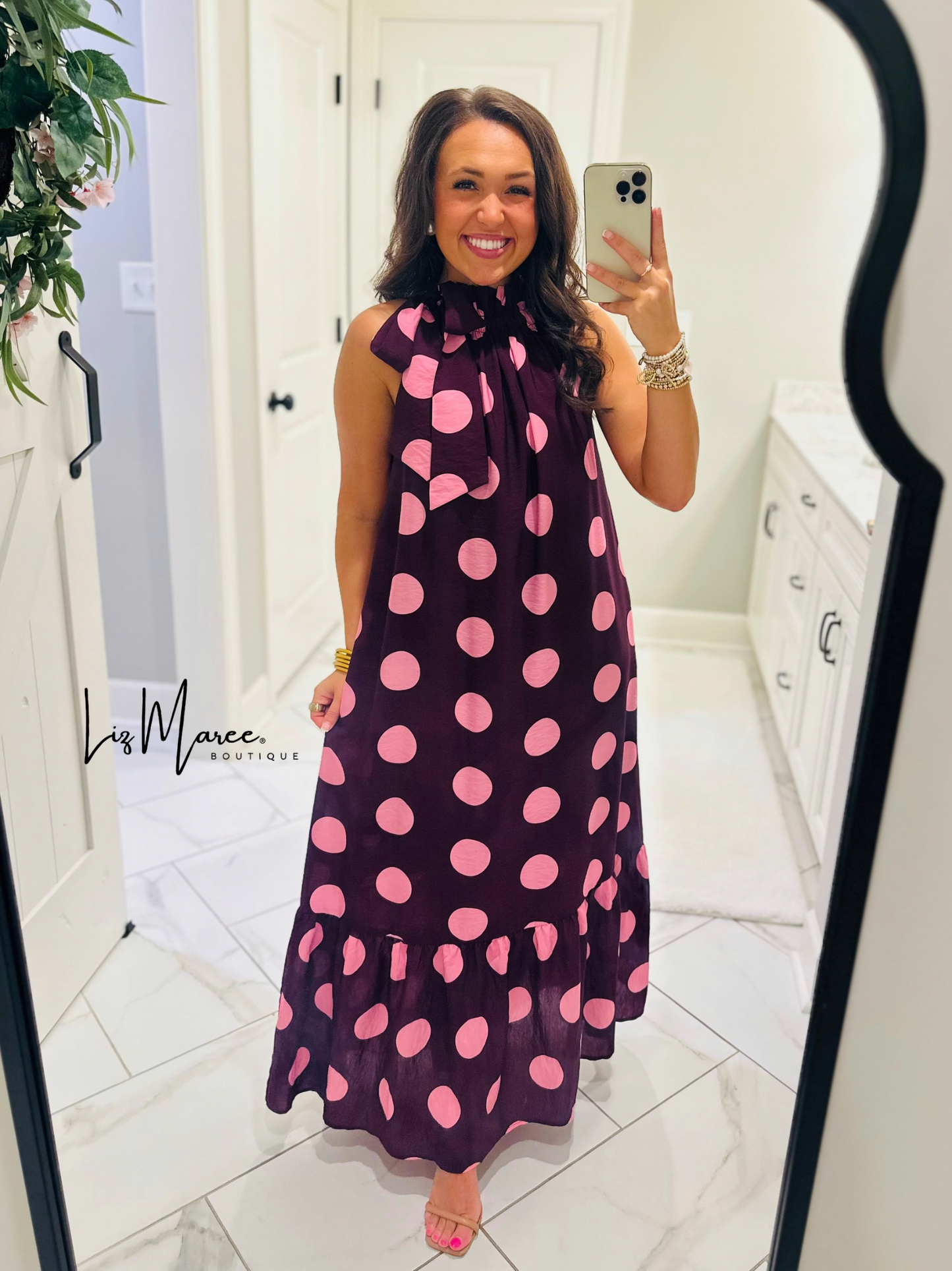 The Hallie Plum Polka Dot Midi Dress