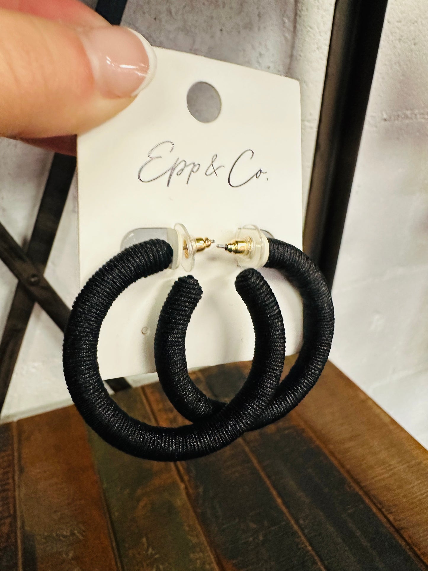 Black Thread Hoops