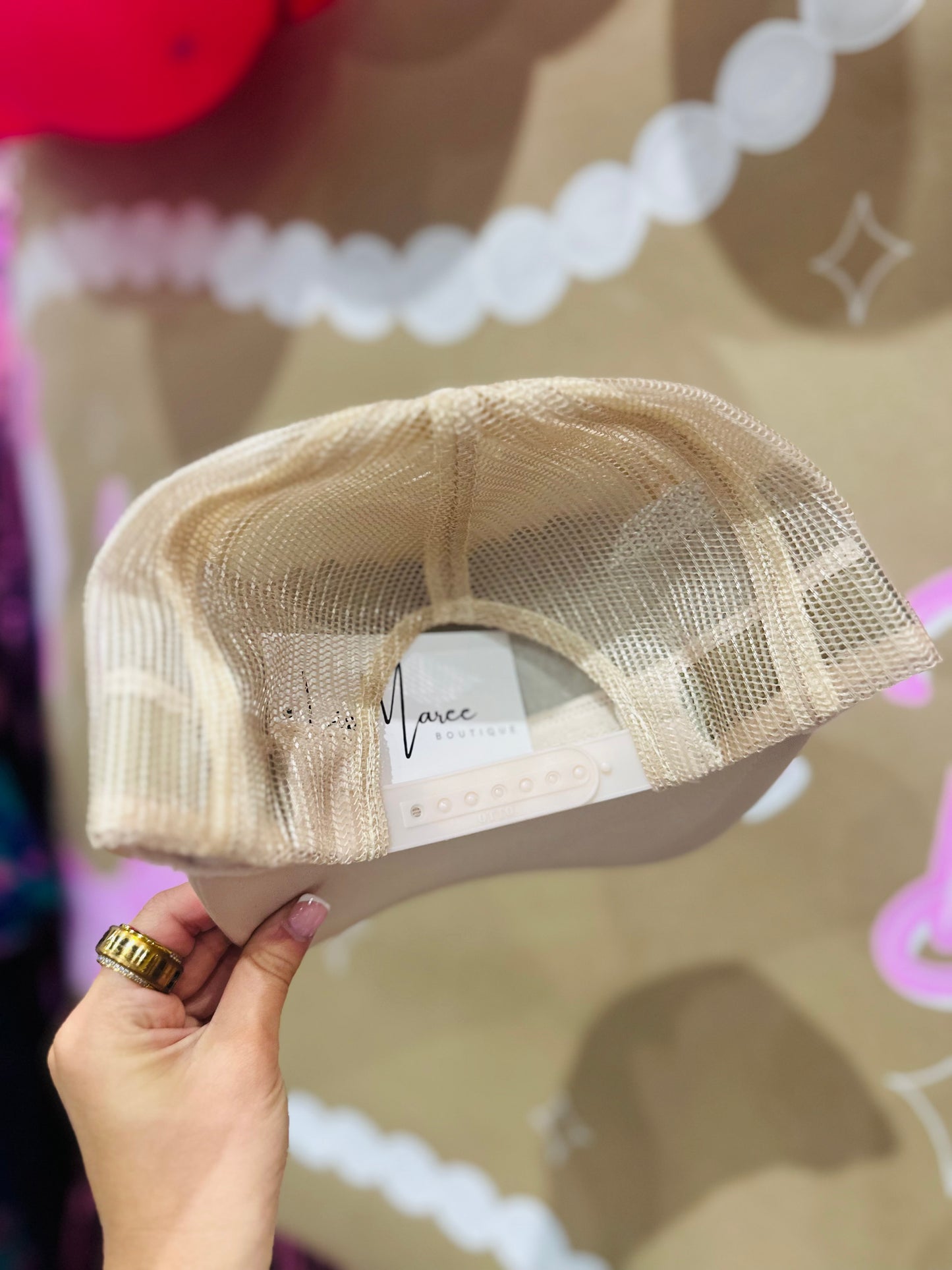 Tan + Purple Feather Trucker Hat