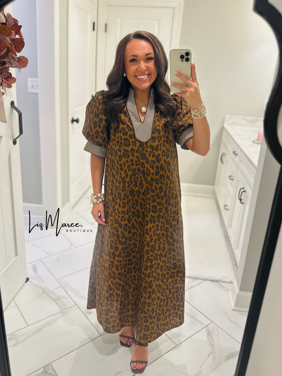 The Elle Brown Leopard Midi Dress