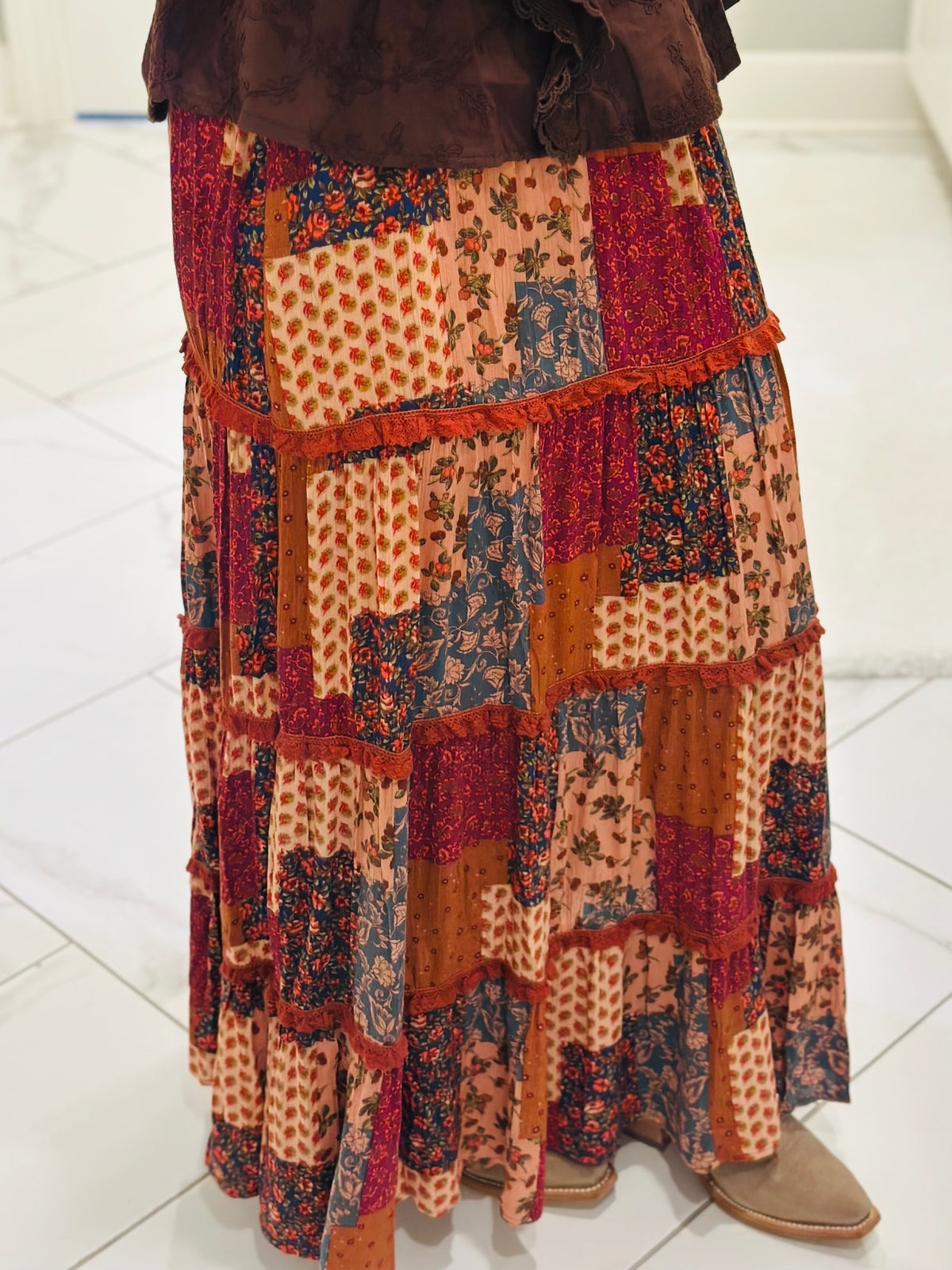 The Davey Multi Patchwork Maxi Skirt