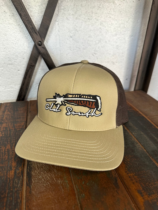 Turkey Feather Trucker Hat (Khaki/Brown)