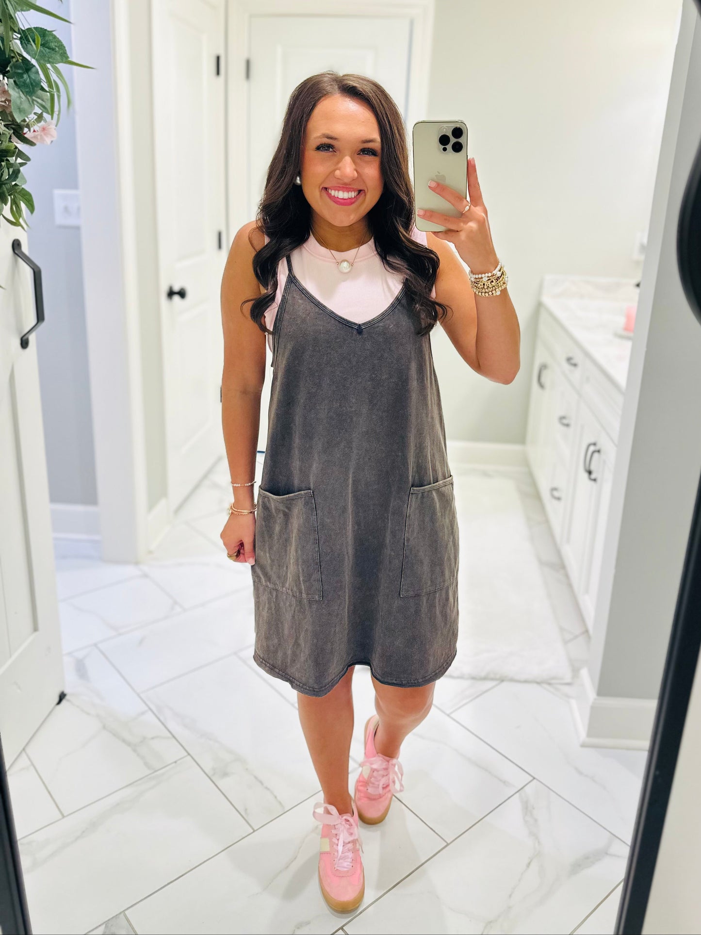 The Rhea Mineral Wash Tennis Dress - Ash Navy