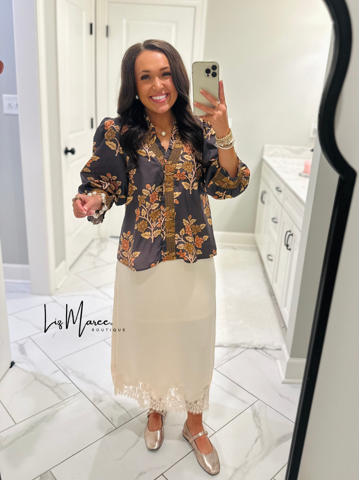 The Carrie Grey Floral Top