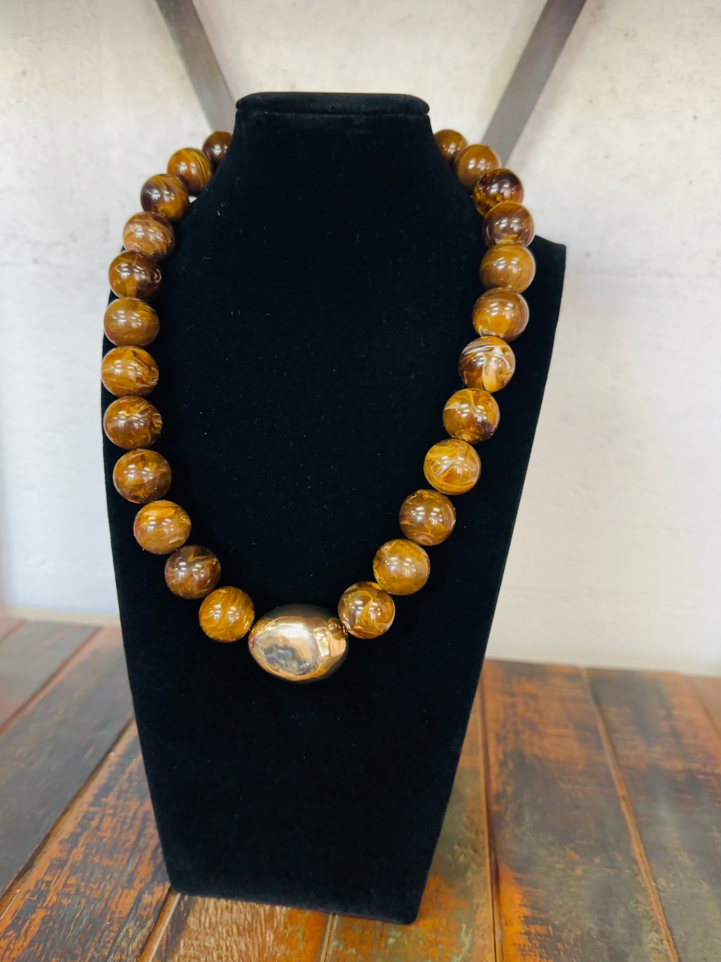 Brown Marble Beaded Necklace