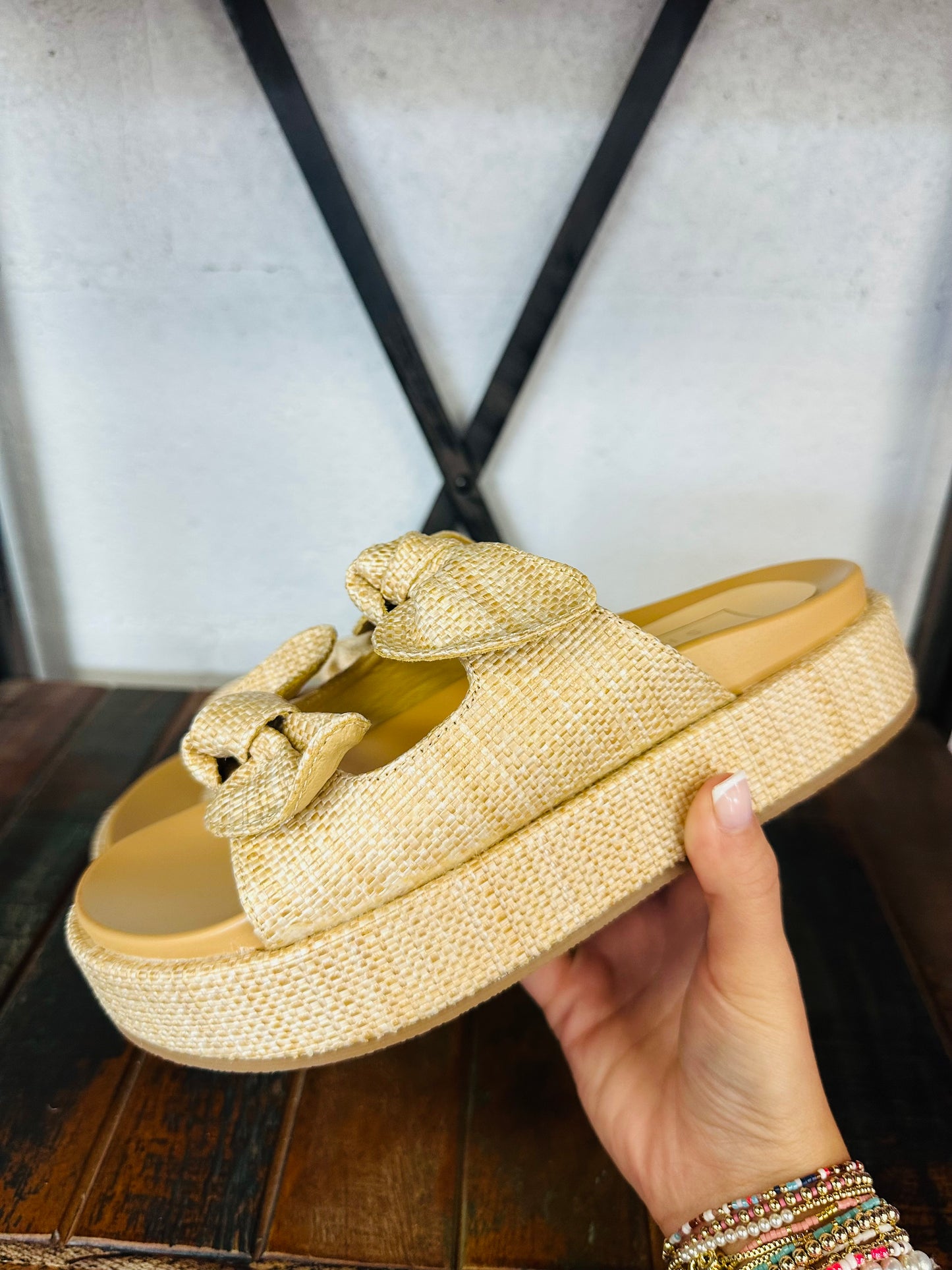 The Kiki Raffia Bow Platform Sandal