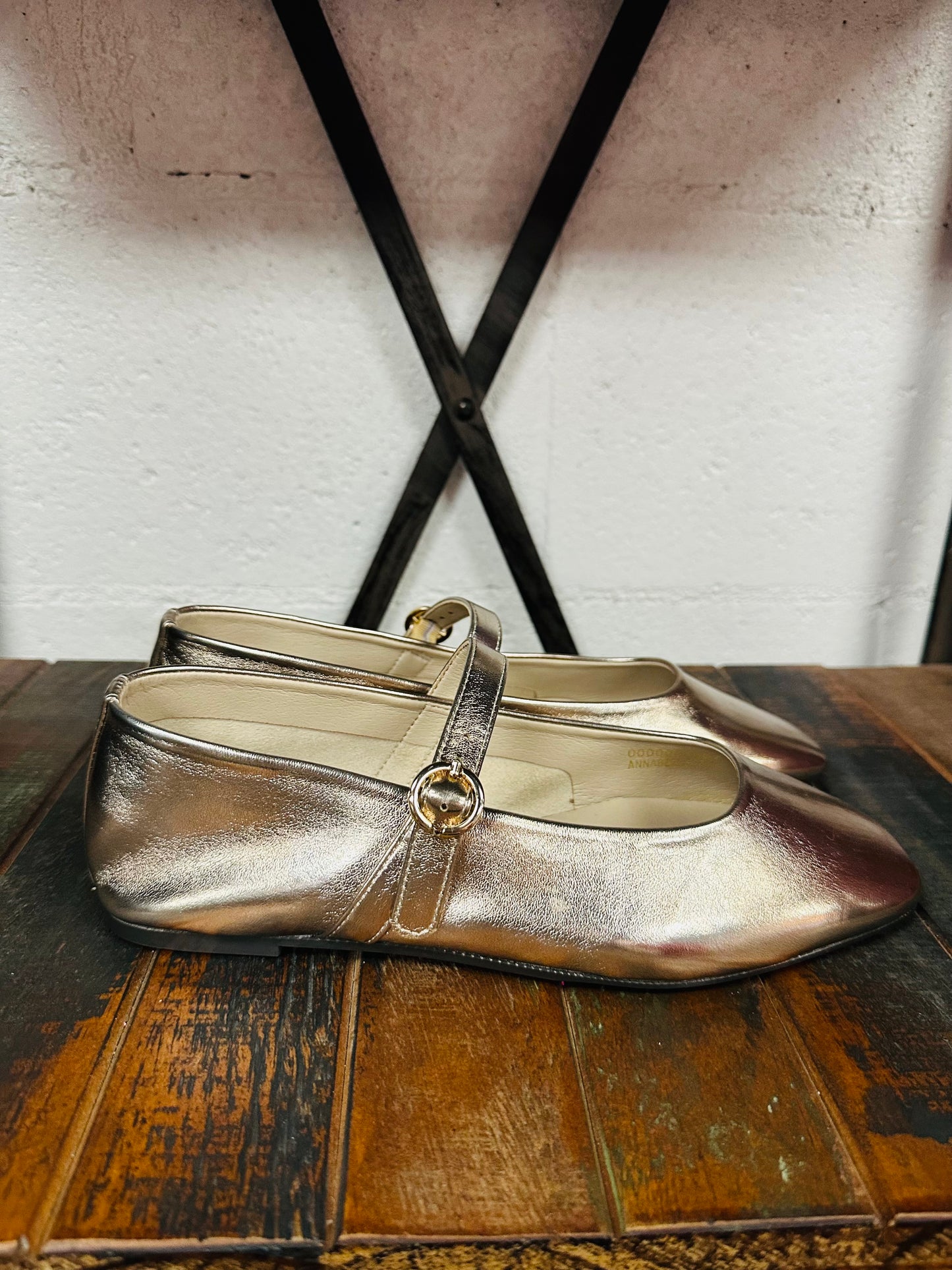 The Annabelle Gold Mary Jane Flat