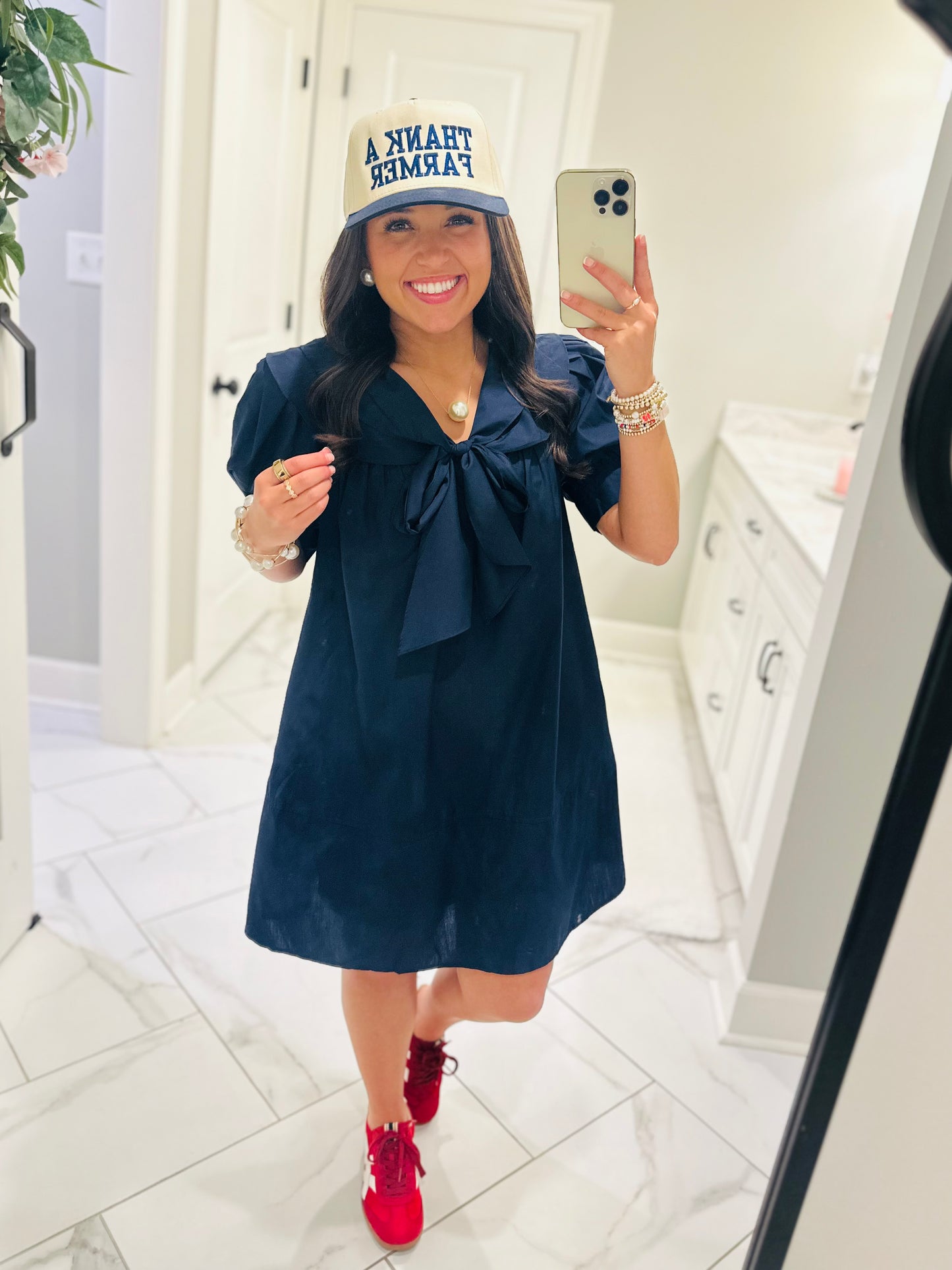 The Emmy Navy Bow Dress