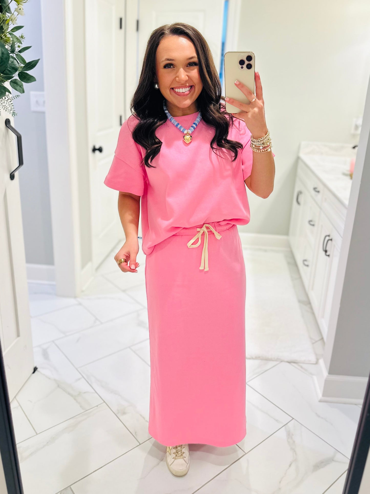 The Sonny Pink Knit Top + Skirt Set
