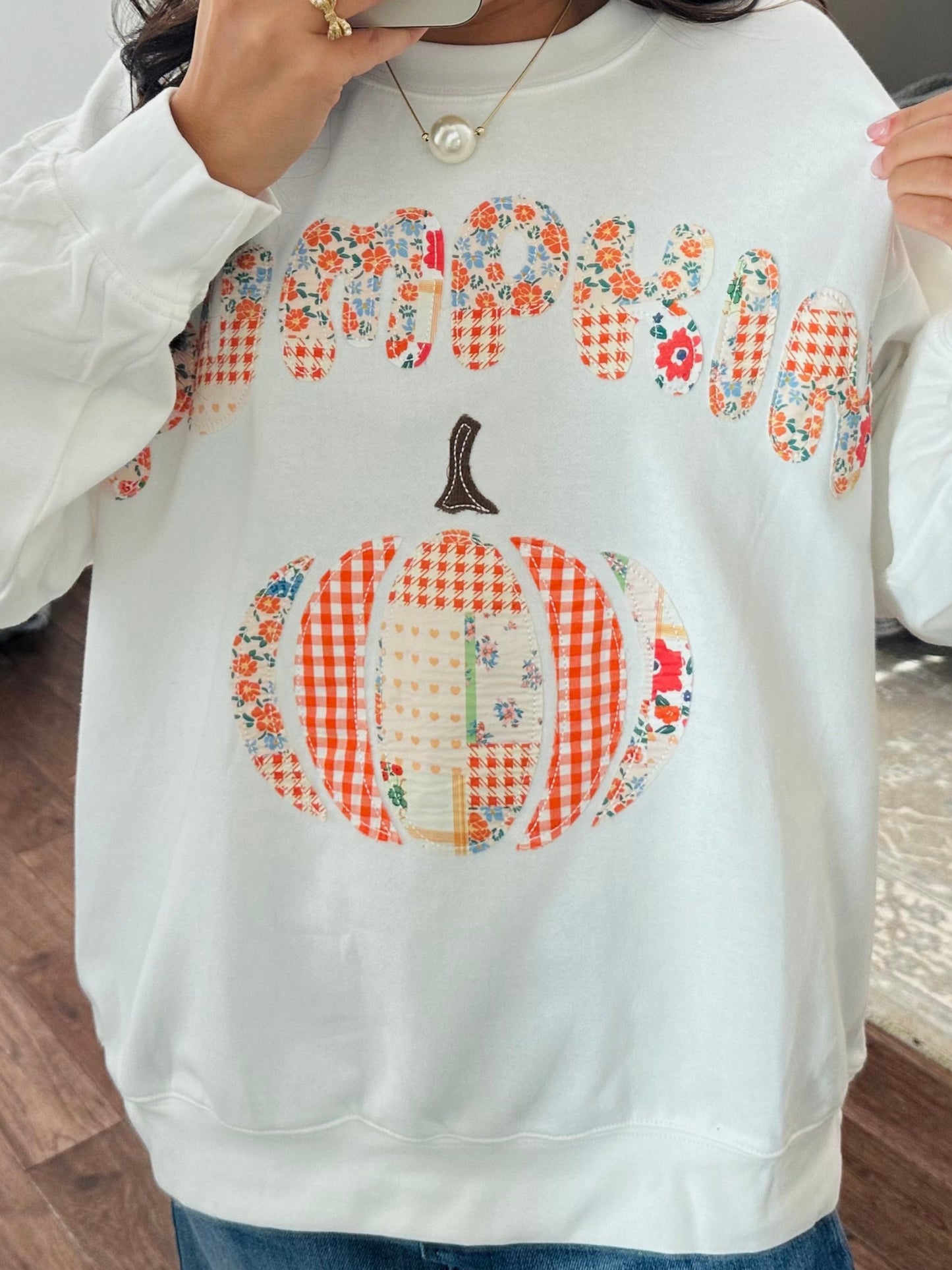 The Pumpkin Patchwork Long Sleeve Crewneck