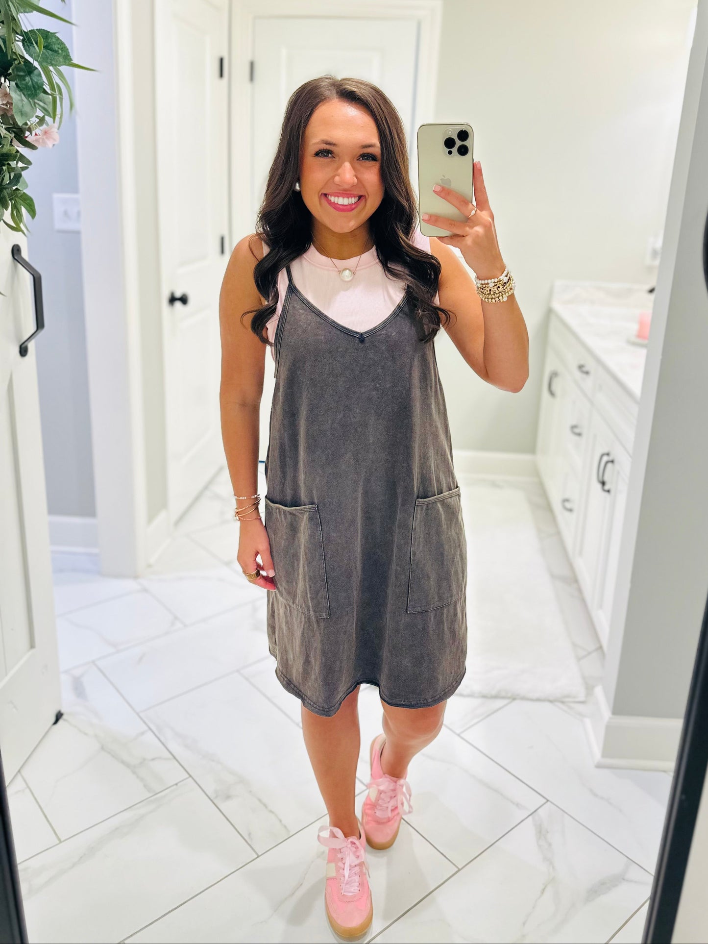 The Rhea Mineral Wash Tennis Dress - Ash Navy