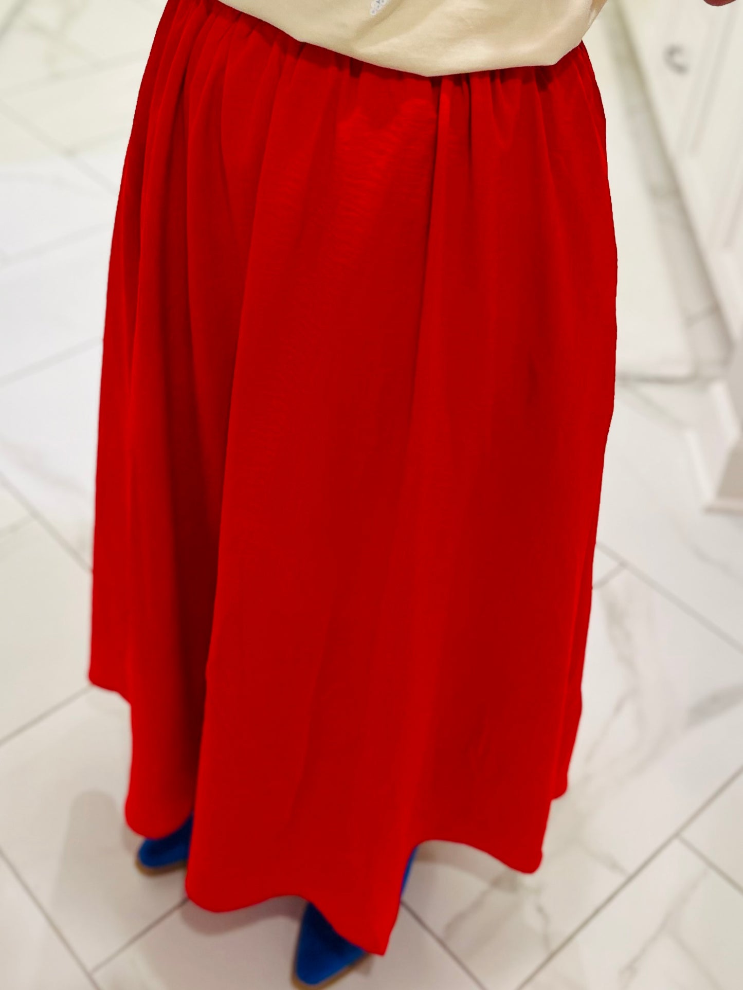 The Raya Red Midi Skirt