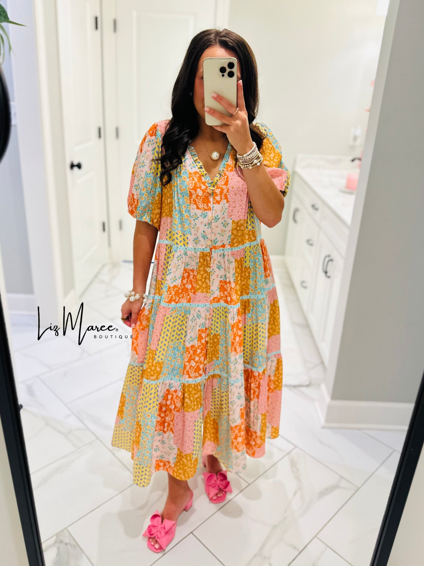 The Wrenlee Patchwork Midi Dress