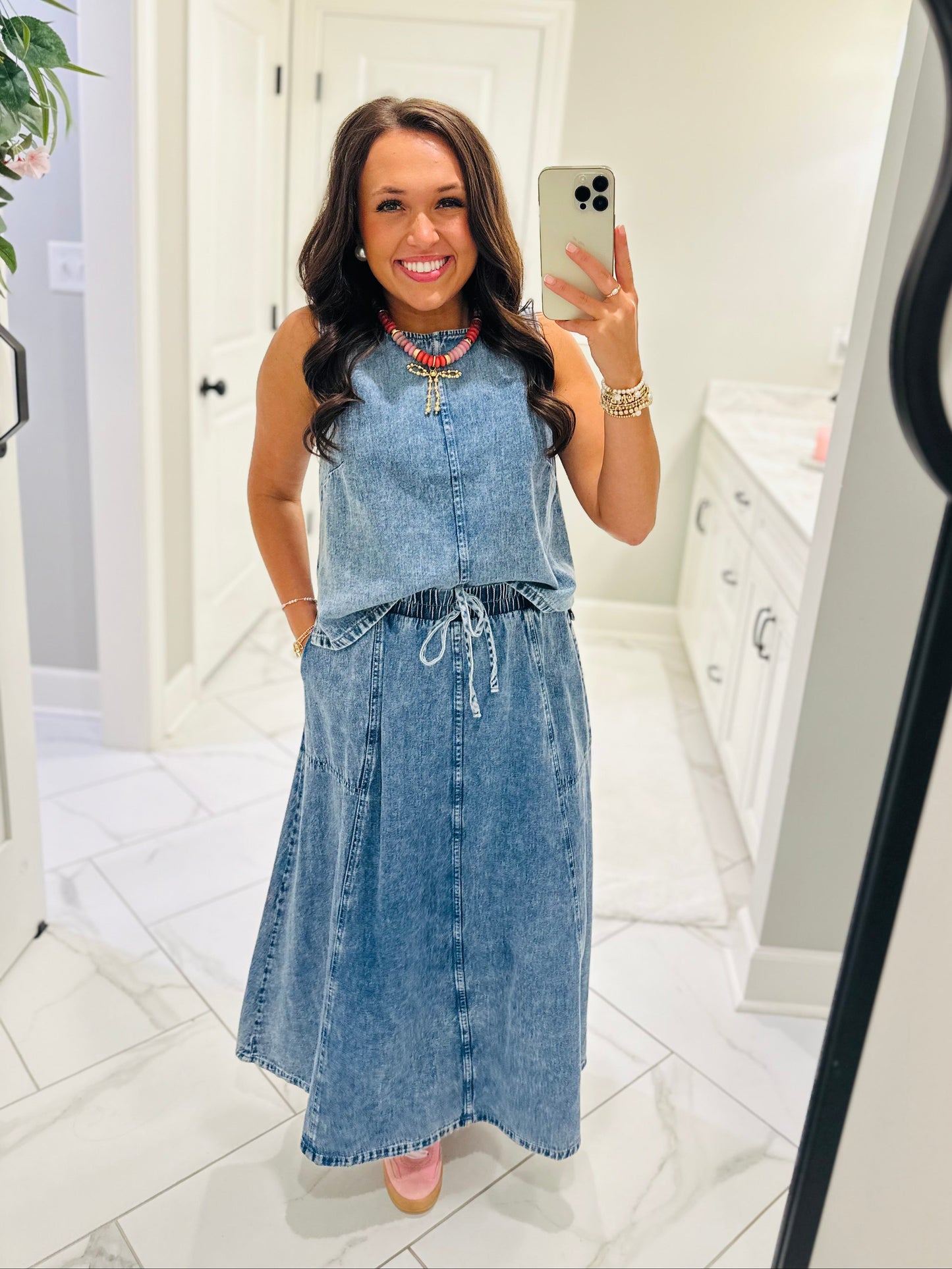 The Sadie Rae Denim Top + Skirt Set